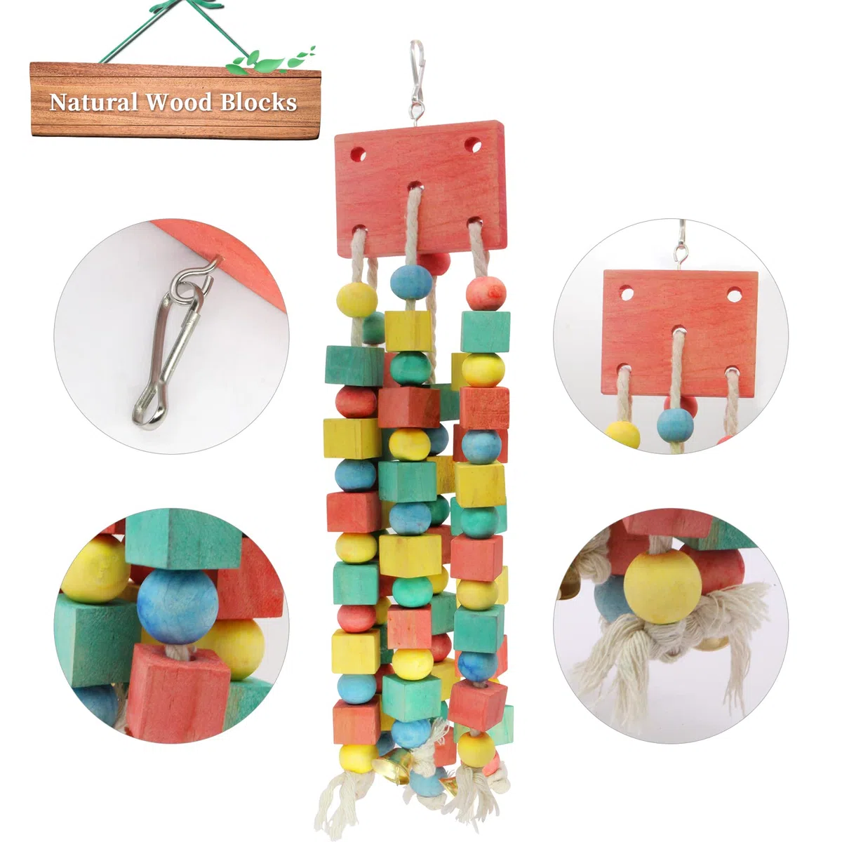 MQUPIN Giocattoli da Masticare per Pappagalli, da Appendere, Multicolore, per Piccoli Pappagalli, Calopsitte, Africani Grigi (Colorati)