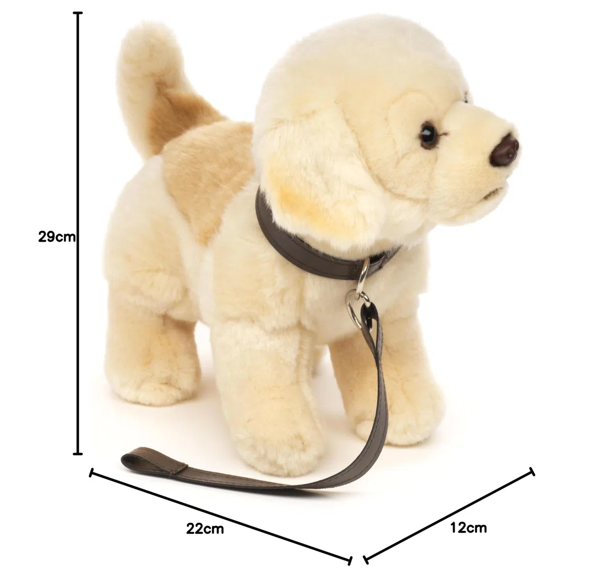 Uni-Toys - Golden Retriever cucciolo, in piedi (con guinzaglio) - 22 cm (altezza) - cane di peluche, animale domestico - peluche