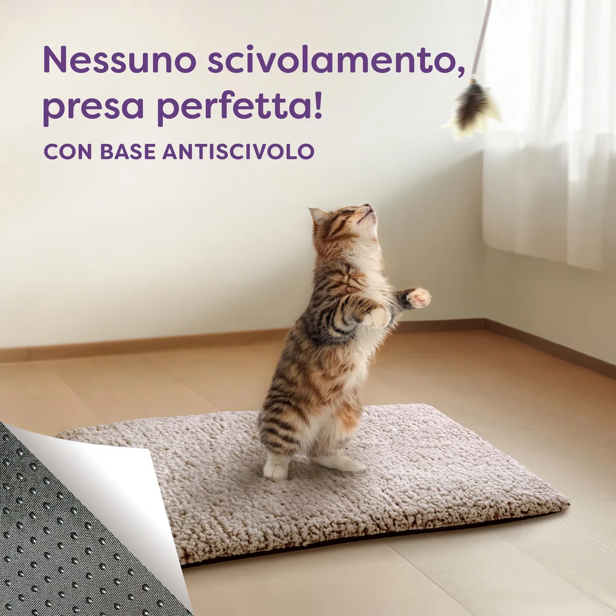 Knupis Tappeto Cuscino Autoriscaldante Gatto e Cani 60x45cm - Cuccia Coperta Termica per Gatti - Riduzione del Rumore - Rivestimento Lavabile - Con Fondo Antiscivolo (Marrone)