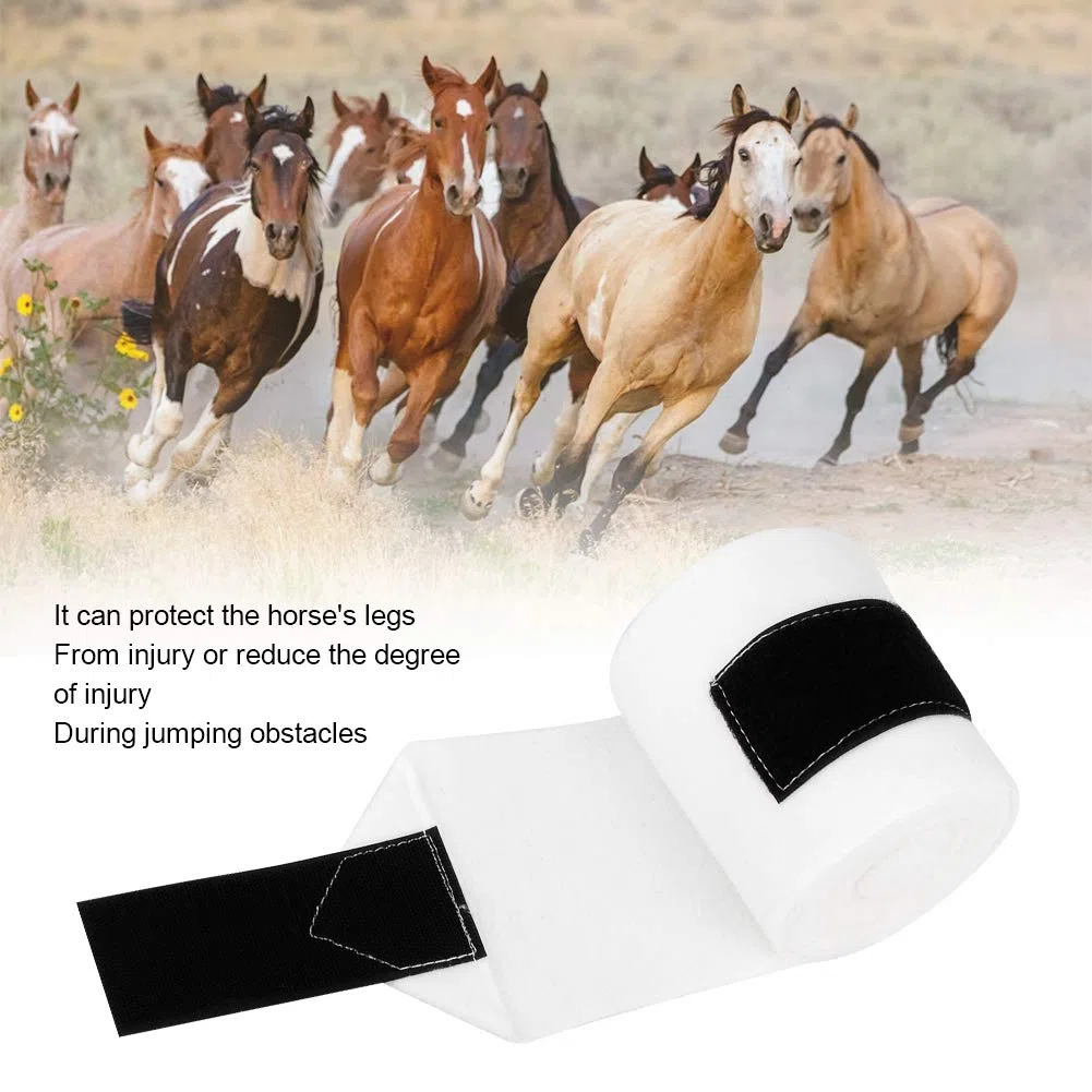Cyrank 4 Rotoli di Fascia per Le Gambe del Cavallo, Supporto per la Protezione dello Stivale in Pile Addensato Bianco Attrezzatura equestre Professionale