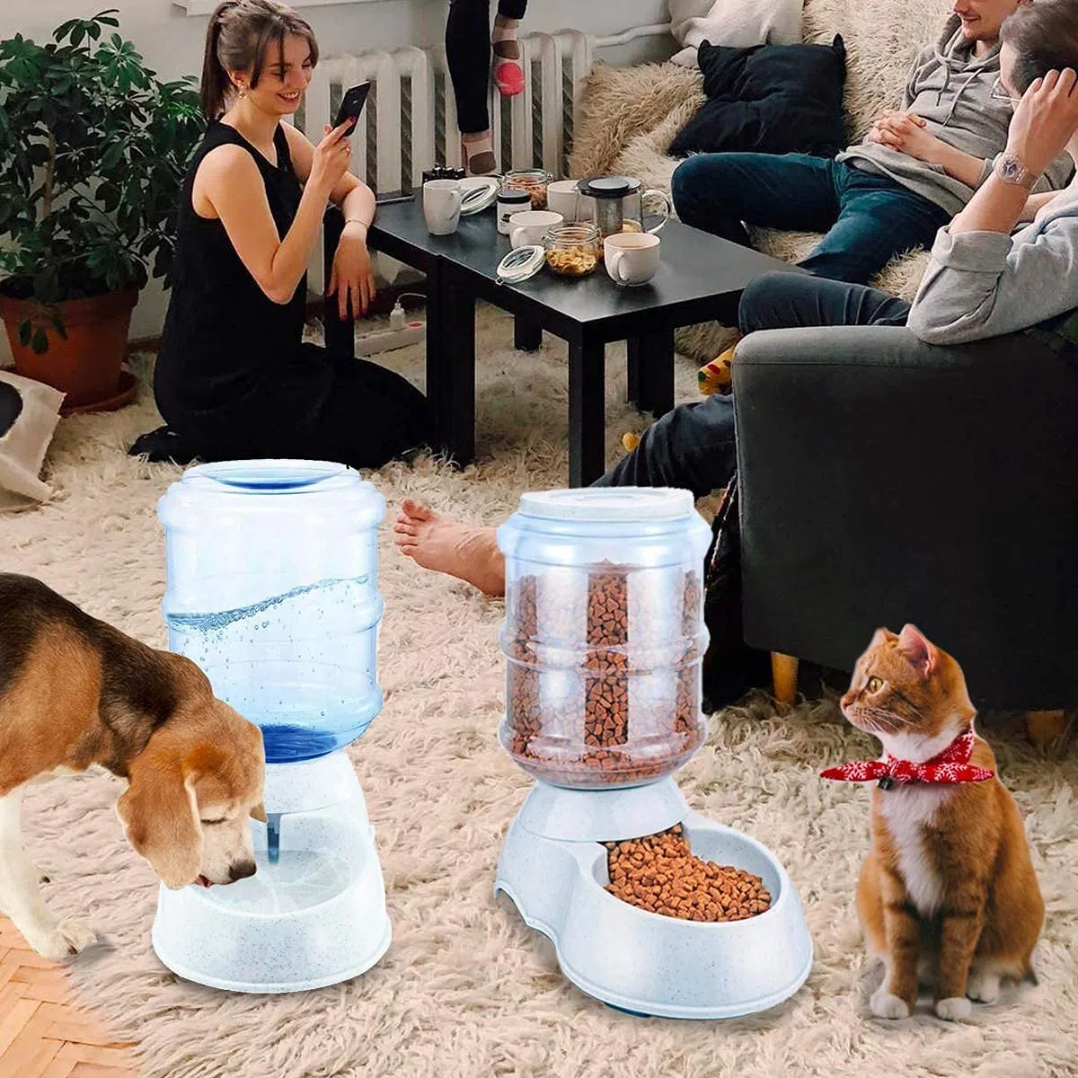 Distributore automatico di acqua per animali domestici, 11 l, grande stazione di erogazione dell'acqua per cani, fontana autoerogante per piccoli cuccioli e gatti e cani