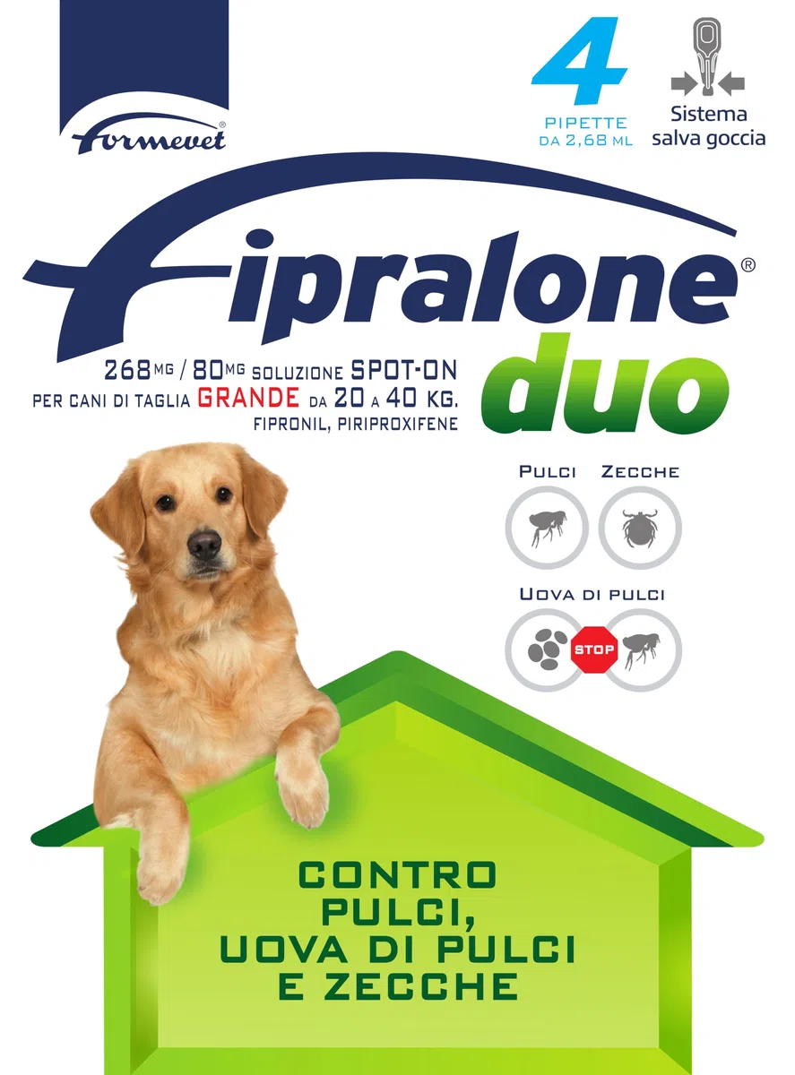 Fipralone Duo 268 Mg/80 Mg Soluzione Spot-on per Cani di Taglia Grande da 20 a 40 Kg
