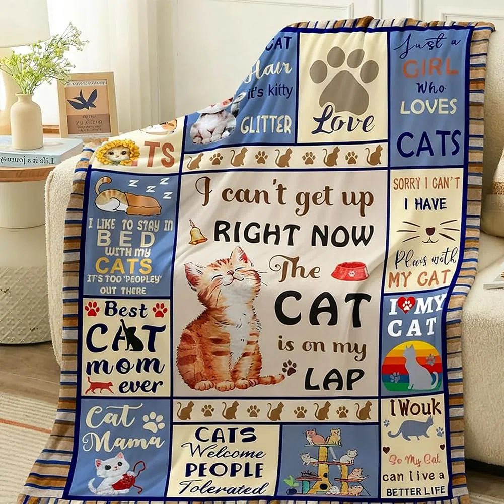 Coperta Per Gatti Morbida, 100x150 Cm - Coperta In Flanella Soffice Con Design Divertente Di Gatto - Ideale Per Divano, Letto e Decorazione Casa - Regalo Perfetto Per Amanti Dei Gatti