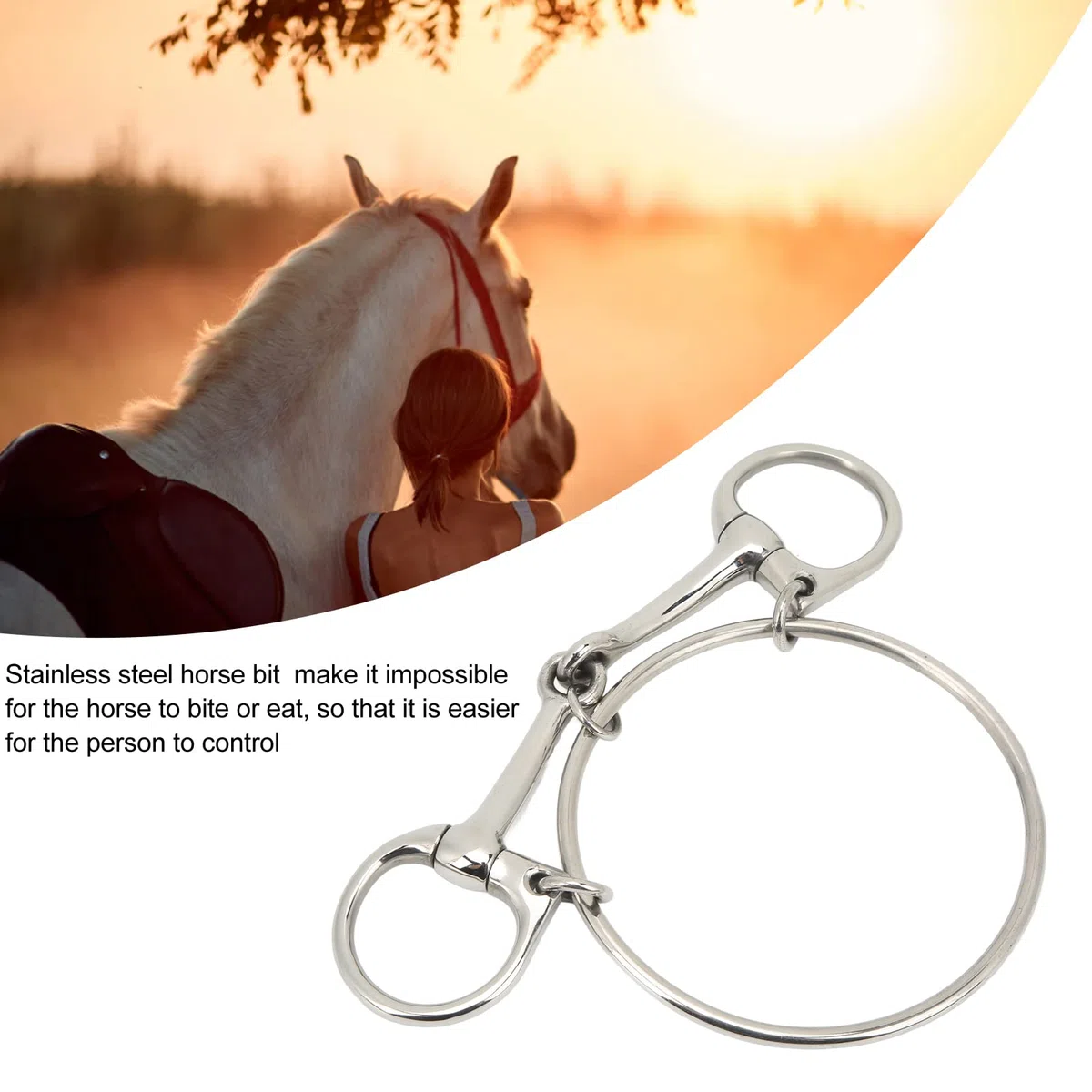 Morso per Bocca di Cavallo in Acciaio Inossidabile, Morso per Cavallo da 5 Pollici Anello Allentato per Allenamento All'aperto, Filetto per Cavallo Filetto per Cavallo Morso per
