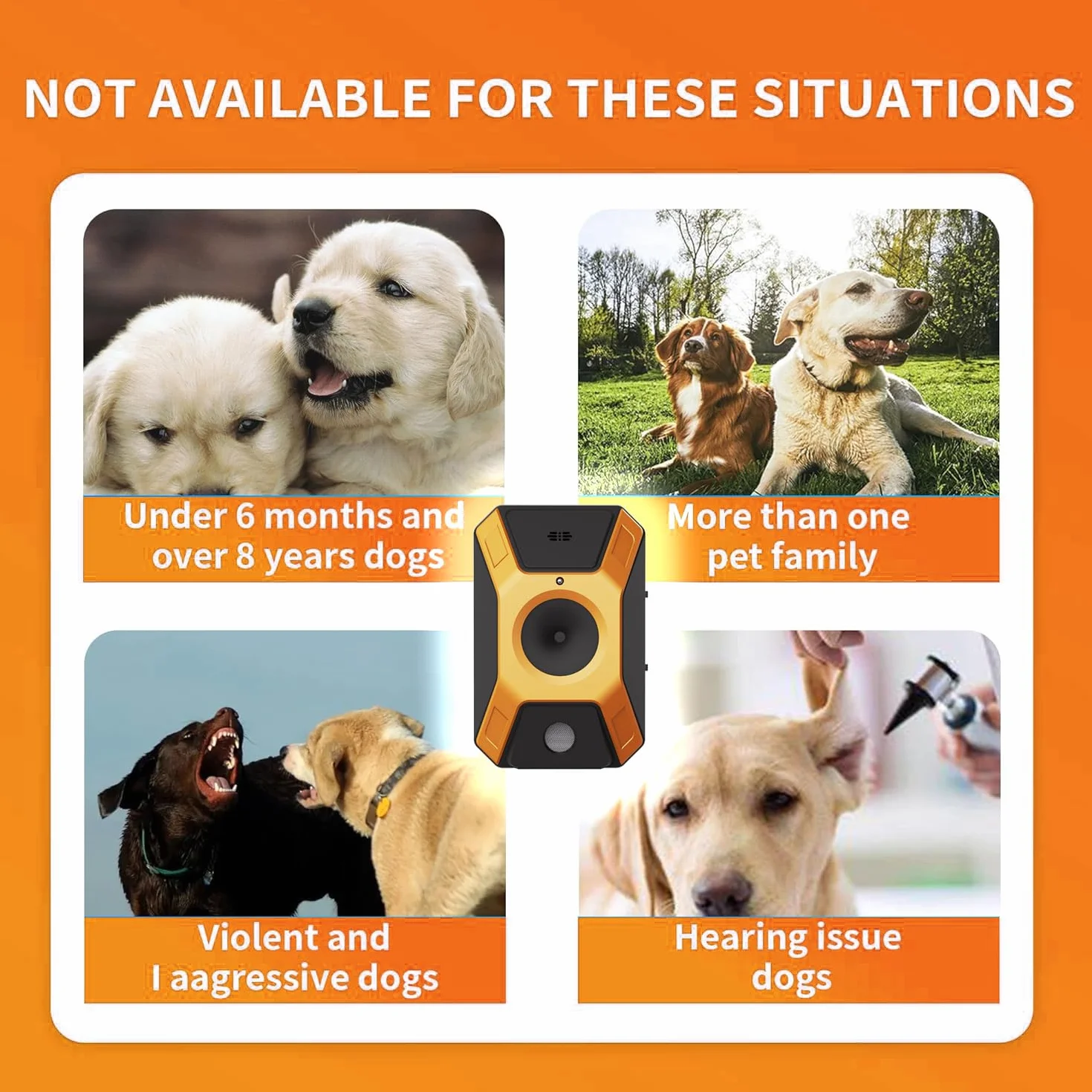 WUGEIN Ultrasuoni Antiabbaio,Ultrasuoni per Cani,Antiabbaio Anti Abbaio Cani Dispositivo, Automatico Anti-Abbaio per Cani con 3 modalità da Interno Interno ed esterno