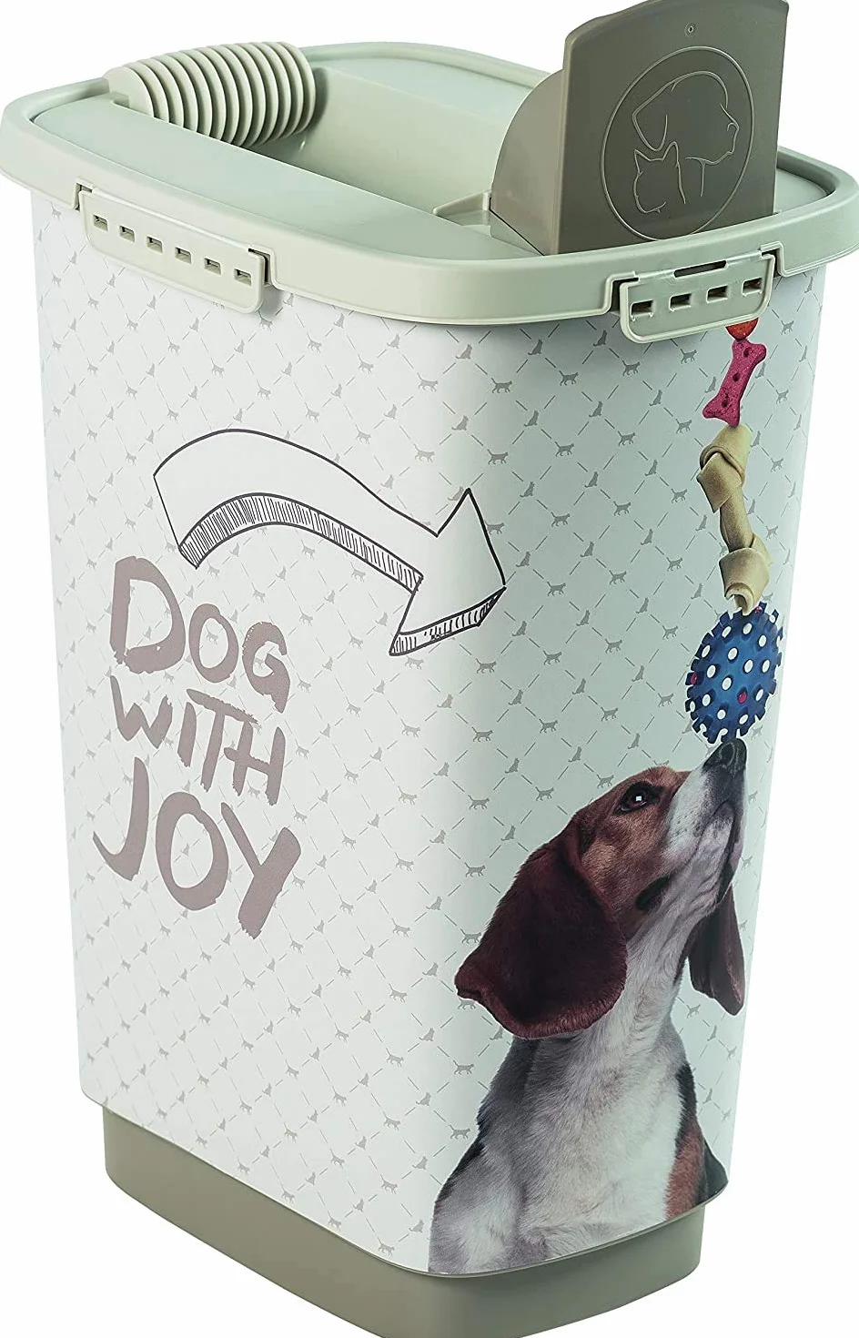 Rotho MyPet Cody Contenitore per Alimenti per Animali Domestici con Coperchio e Dispositivo di Versamento, Plastica (PP) senza BPA, Grigio (Antracite)/Bianco, 25 L, 33.0 x 25.0 x 46.3 cm