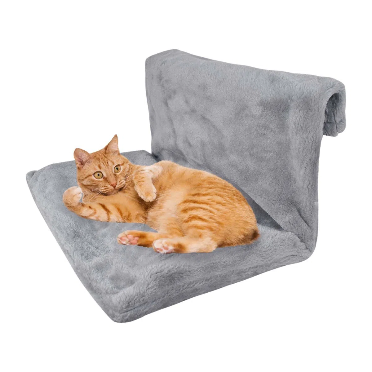Letto accogliente per gatti, borsa per radiatore, tessuto di peluche, amaca per gatti, grigio quadrato, sospeso
