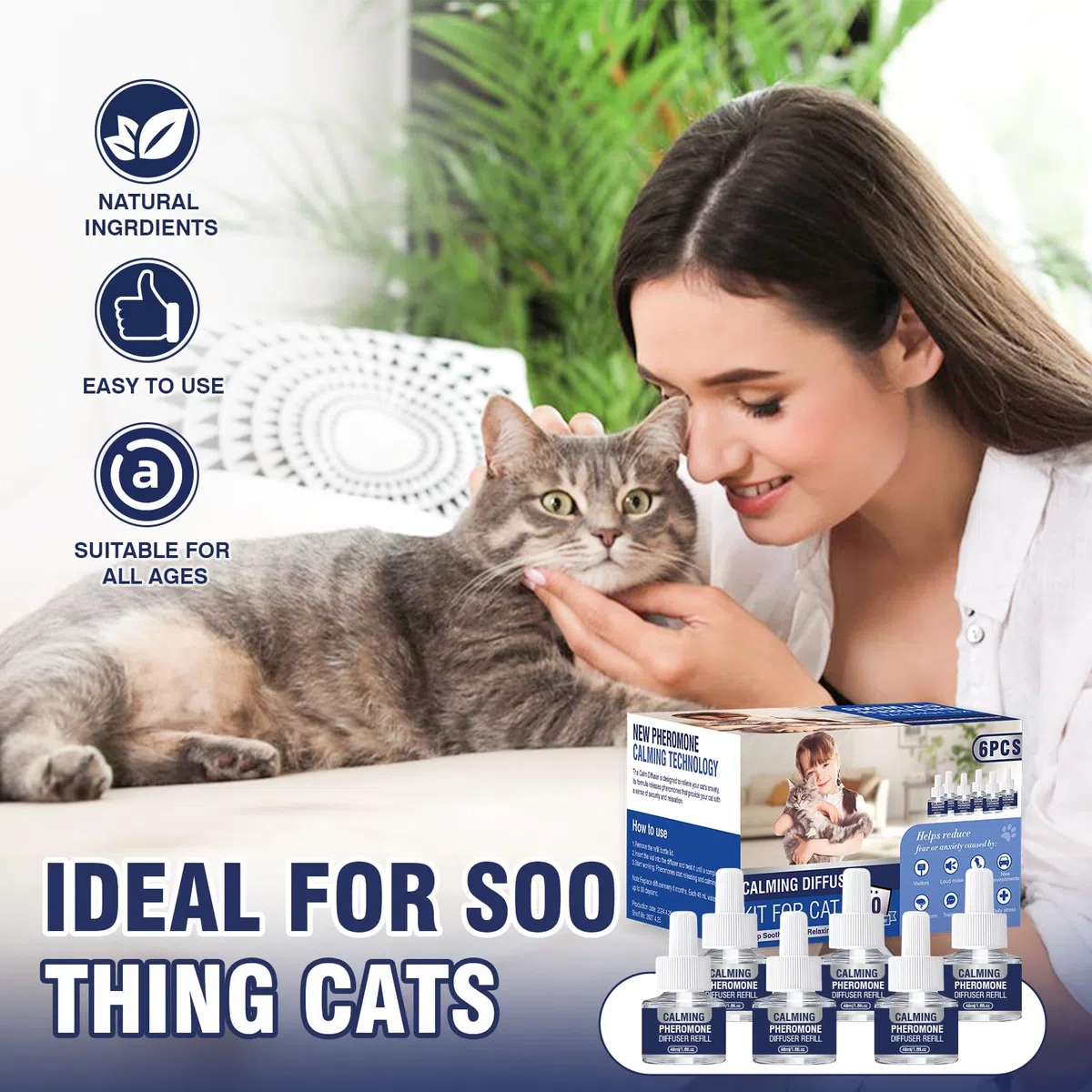 Feromoni Gatto Per Gatti Diffusore Tranquillante Di Calmante Antistress Repellente Per Gatti Irrequieti Feromoni Felini Feromoni Rilassanti E Tranquillanti Rilassanti 6x Ricariche Da 48 Ml Insapore