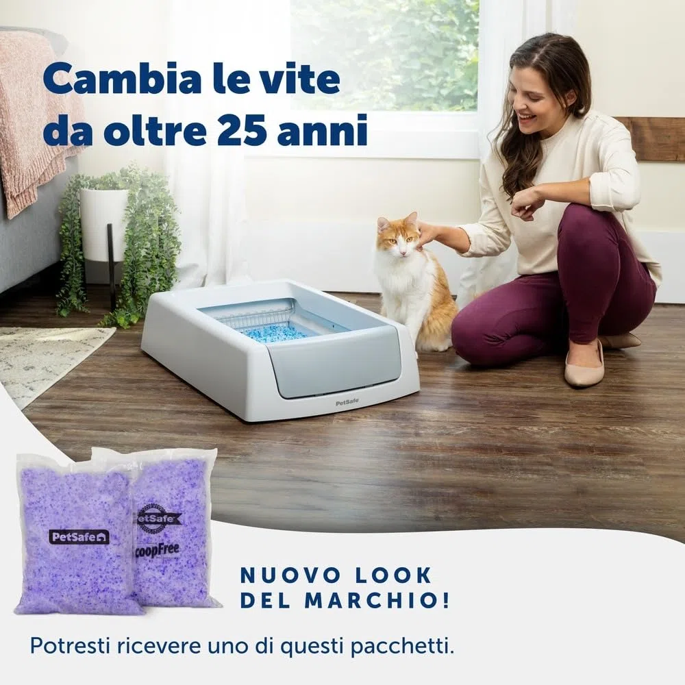 PetSafe - Lettiera per Gatti Premium Non Agglomerante Cristalli ScoopFree - Controllo degli Odori, Bassa Dispersione, Senza Polvere - Lavanda, Confezione da 2