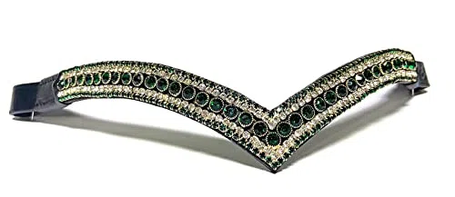 Bella fascia di cristallo di Bling di forma di V per briglia 5 fila di cristallo verde/trasparente