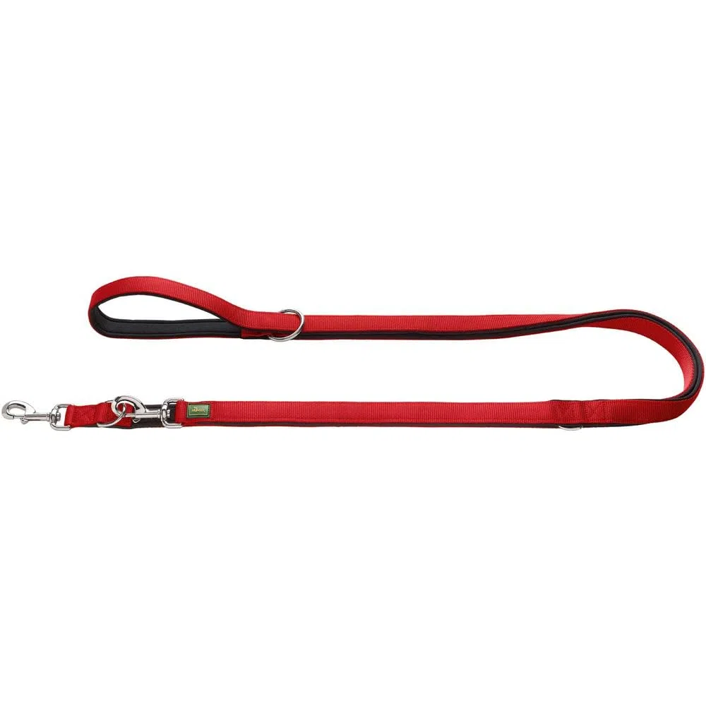 Guinzaglio da passeggio regolabile Neopren 20/200Nylon rosso/Neopren nero