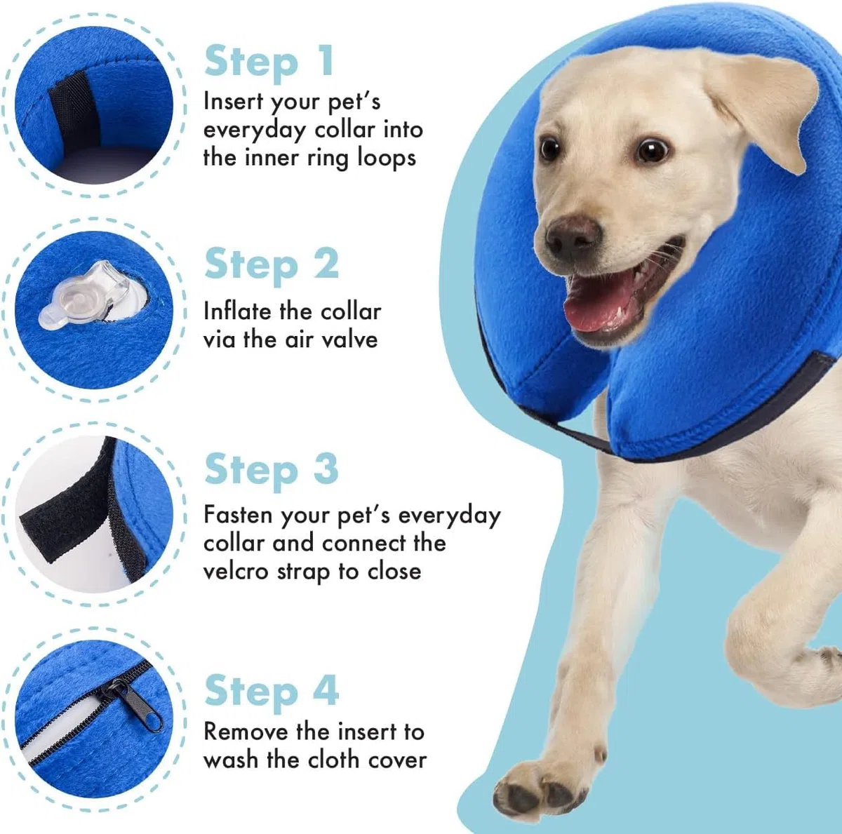 Collare Collare Protettivo Gonfiabile per Cani e Gatti, Collare Gonfiabile Cane con Velcro Regolabile, Collari Gonfiabili di Base per Cani per il Recupero Che Non Bloccano La Vista