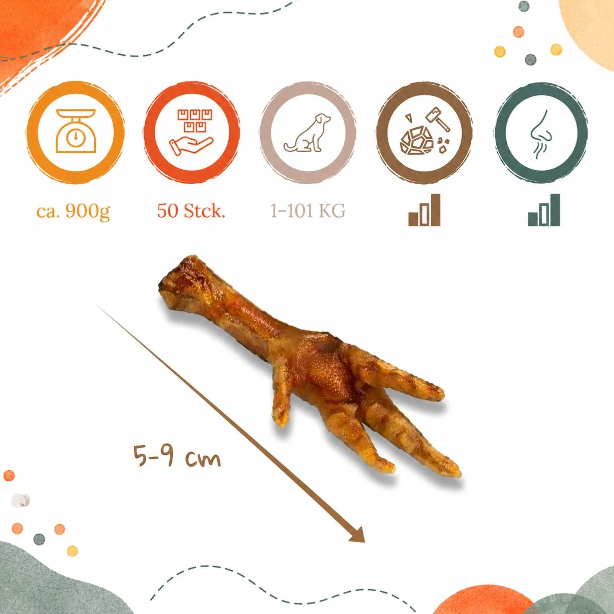 Piedini di pollo per cani, 1 kg, articolo da masticare, piedi di pollo essiccati naturali
