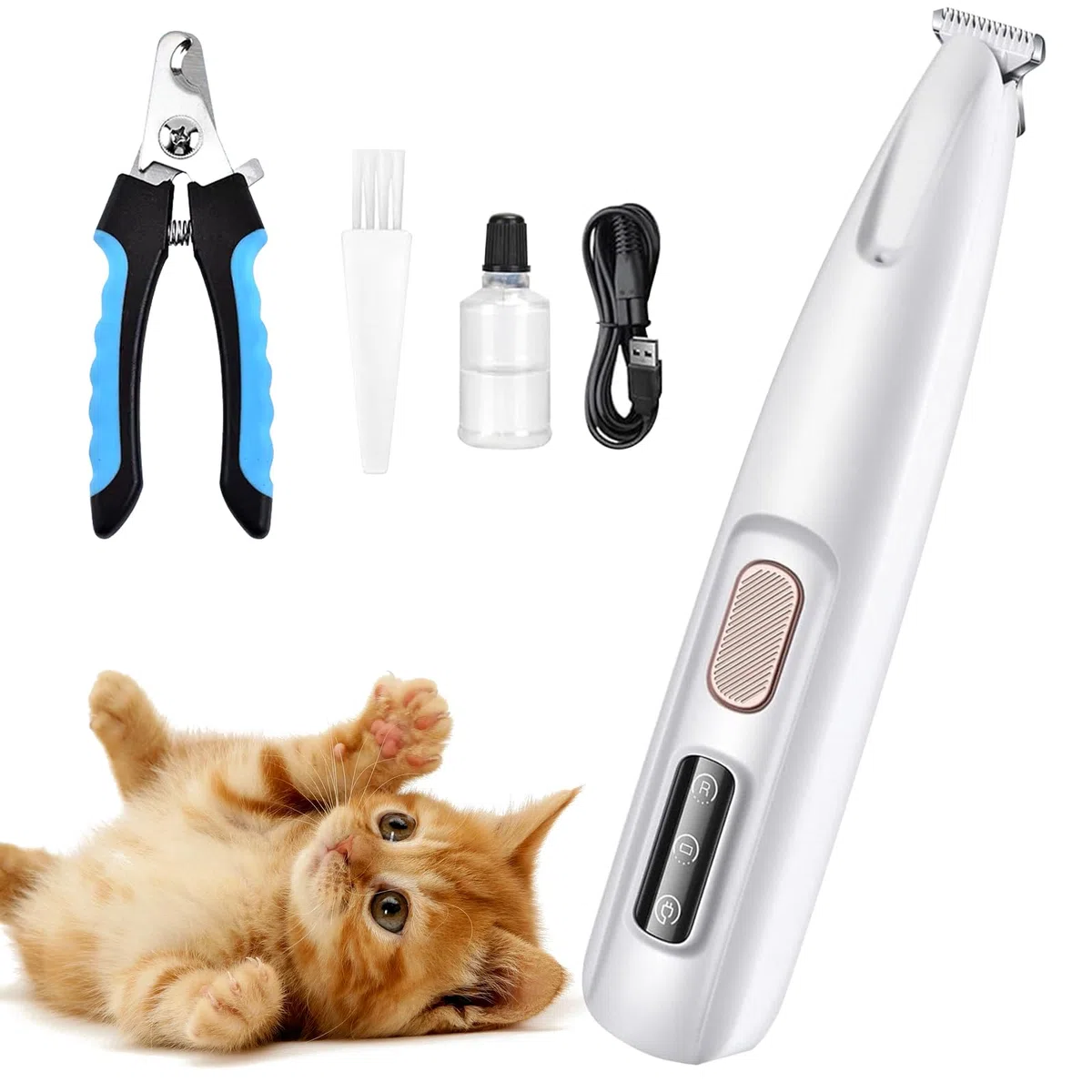 Tosatrice per Cani Professionale Senza Fili con Luce LED - Trimmer per Zampe Silenzioso Ricaricabile per Gatti e Cani Zampe, Faccia, Orecchie, Corpo, Include Spazzola & Olio