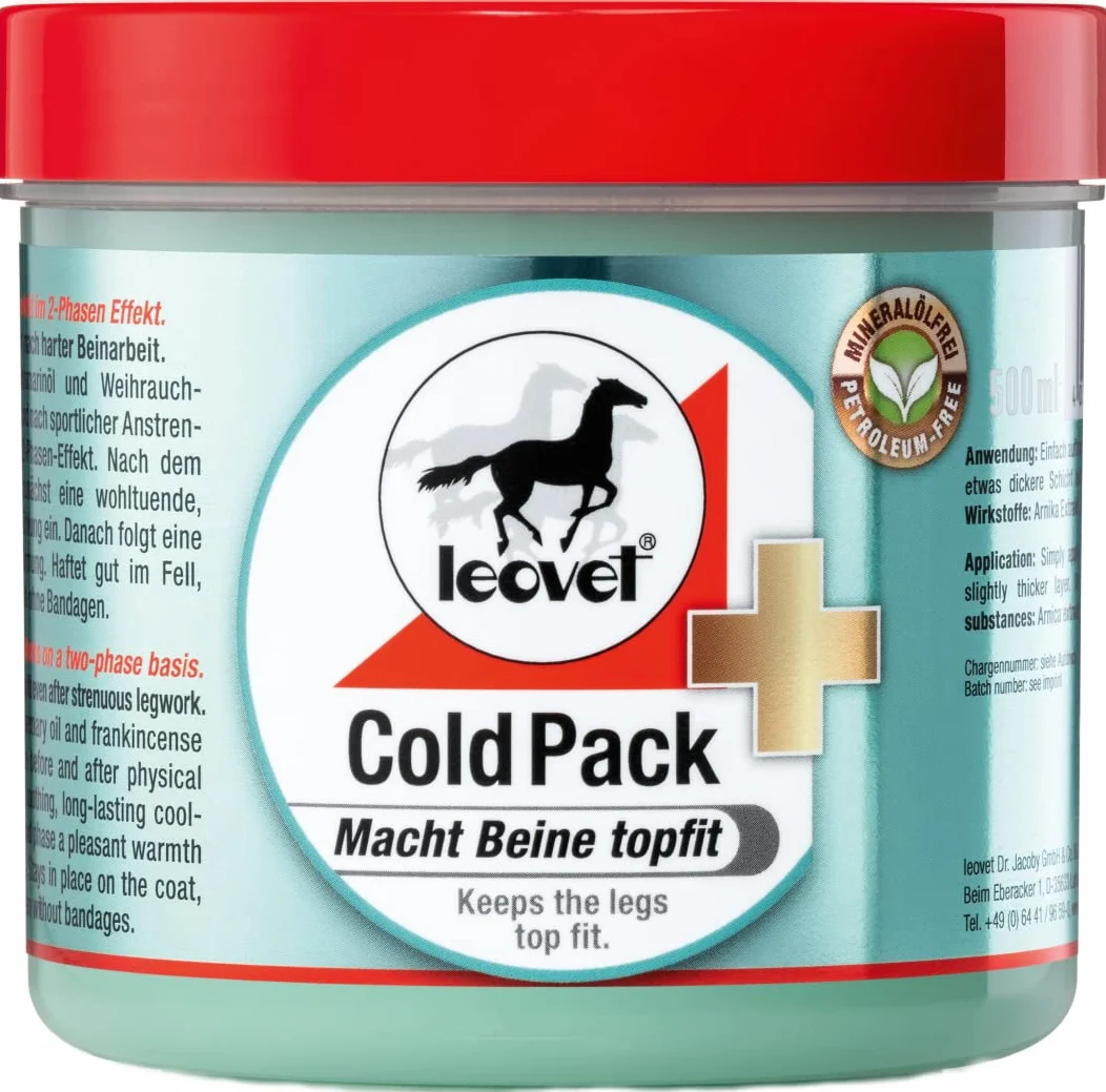 Leovet Cold Pack | 500 ml | Linimento per Cavalli | per supportare la Mobilità | con Arnica, rosmarino, mentolo e Resina di incenso | con Un Effetto a Due Fasi