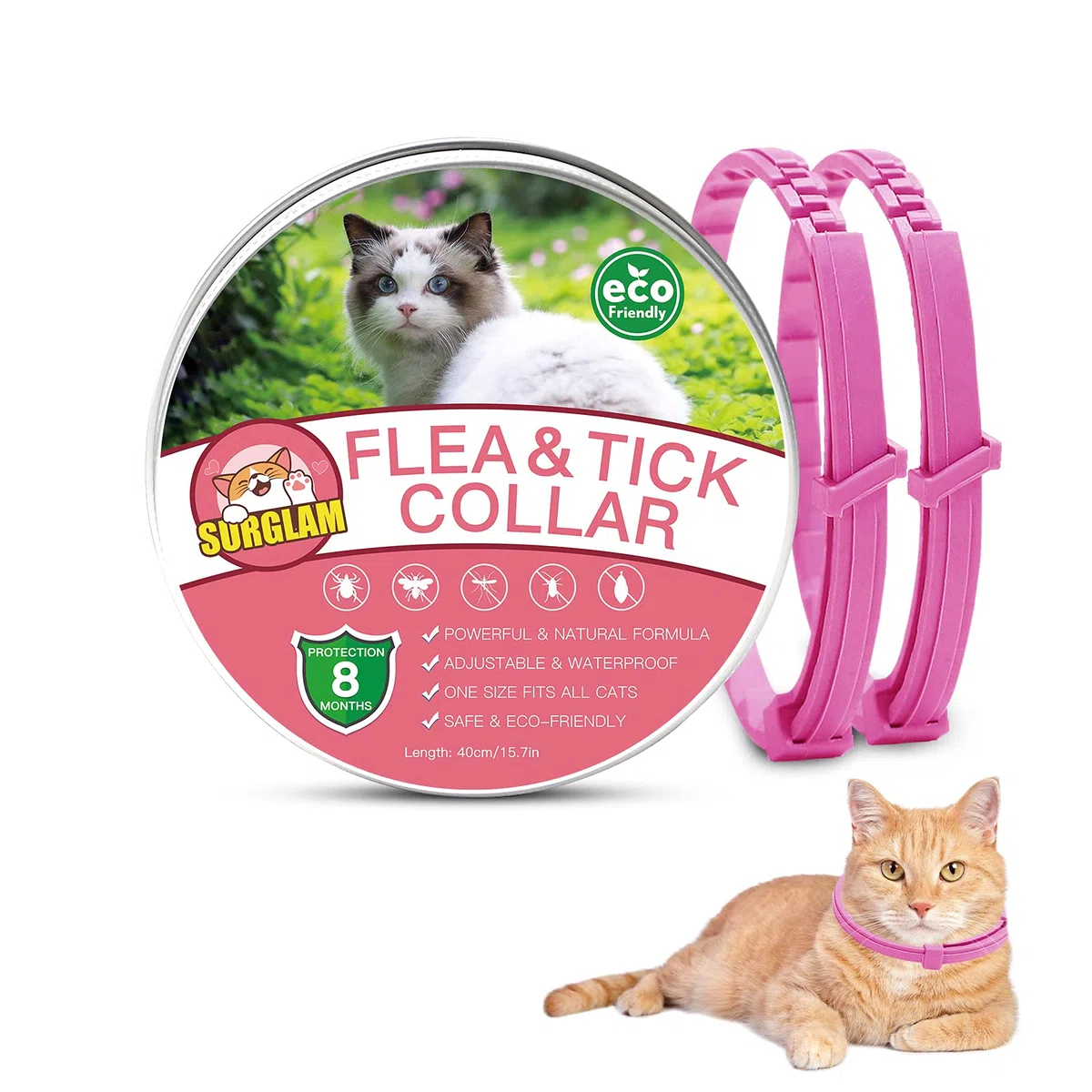 Collare Antipulci e Zecche per Gatti, Collare Antipulci per Gatti Impermeabile Misura Regolabile e Naturale con Protezione di 8 Mesi, pulci e zecche Trattamento Efficace per Gattini
