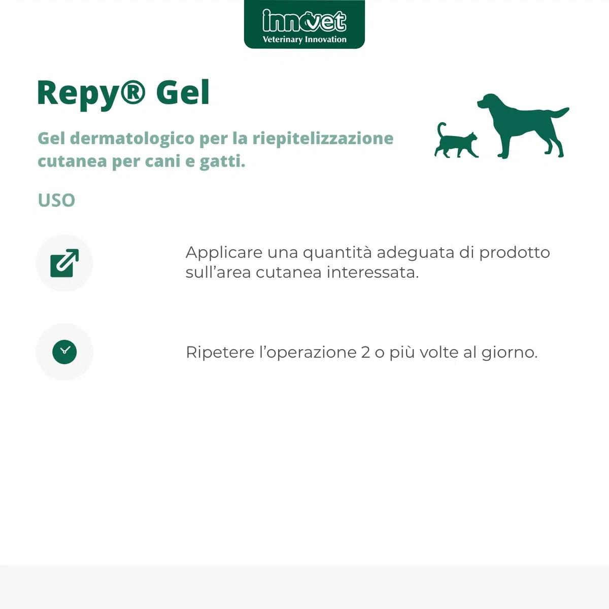 Innovet Repy Gel - Gel Dermatologico per la Riepitelizzazione Cutanea in Caso di ferite – per Cani e Gatti. Nuova Formula ad Azione Repellente ed Anti-Leccamento – Confezione Tubo 75ml