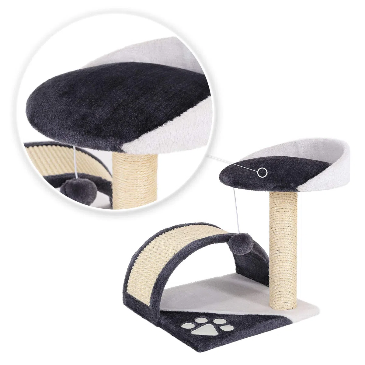 lionto Tiragraffi per Gatto Albero Tiragraffi Gatto Gioco Giocattolo Gatti Altezza 43 cm, Grigio/Bianco
