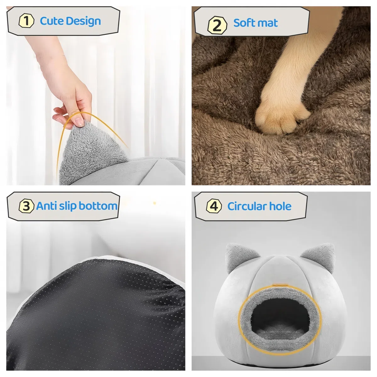 Cuccia per Gatti a Forma di Testa di Gatto | Design 2-in-1 come Tana Morbida o Cuscino | Regalo Perfetto