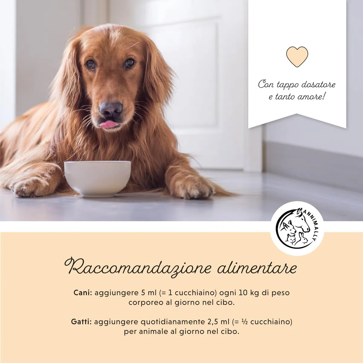 Annimally Olio di Salmone Scozzese per Cani, Gatti e Cavalli 1 Litro - Con il 30% di Acidi Grassi Omega 3 e 6 - Olio di Pesce per Dieta BARF - Prodotto Naturale Puro