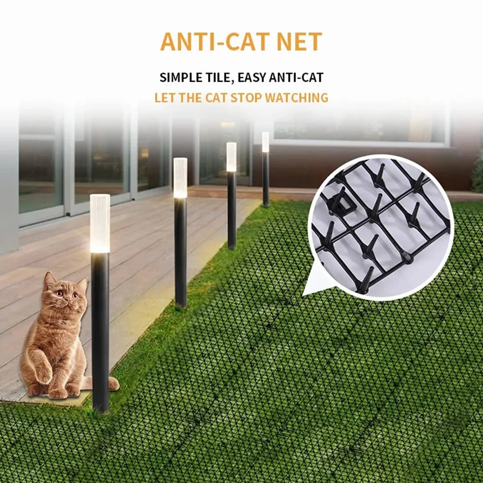 NEWFUN Tappetino Repellente per Gatti,Tappetino Deterrente per Cani con Picchi Rete Anti-Gatto,Picchi Rete Anti-Gatto per Protezione da Giardino,200 * 28 cm, con 8 Ancoraggi da Terra a Forma di U