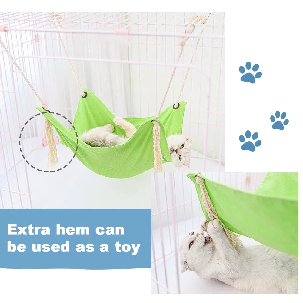 Yitexin Amaca per gatti traspirante, con moschettoni in metallo e nappe, amaca per gabbia, amaca per gattini, conigli, cani di piccola taglia (azzurro)