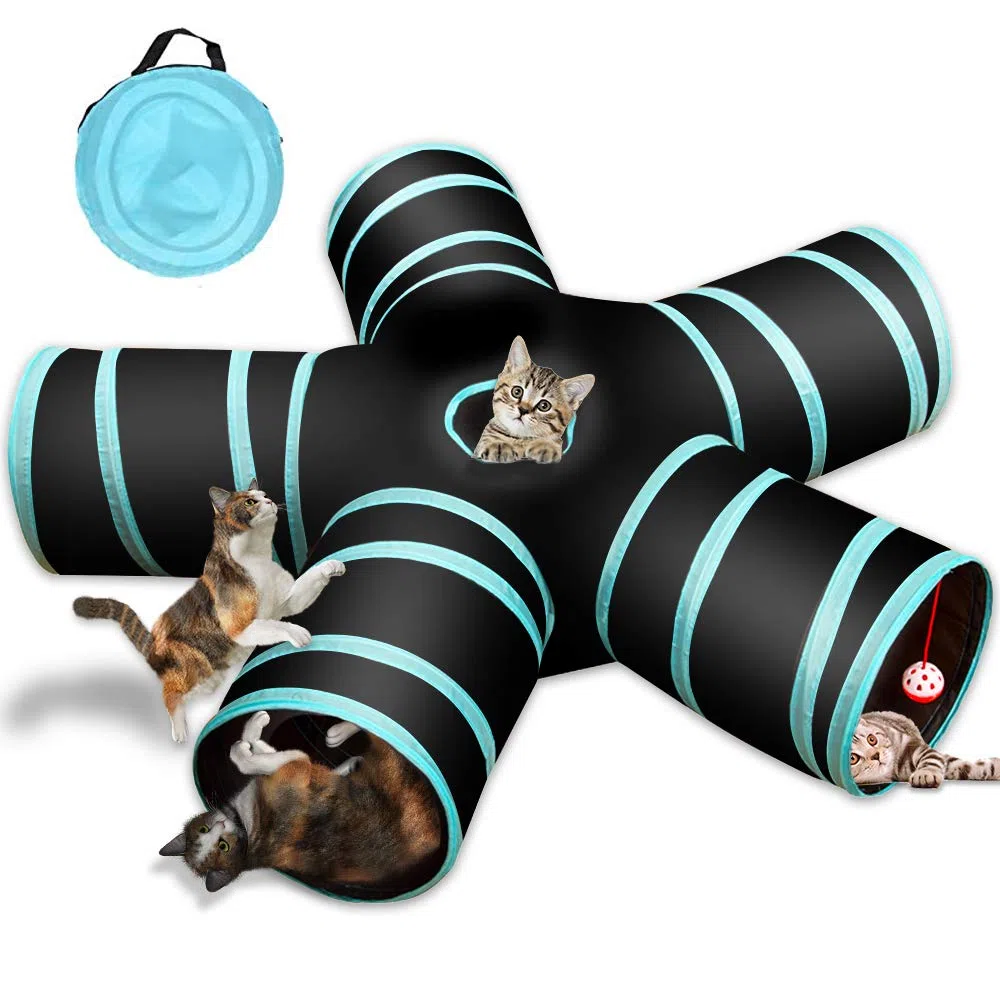 Giocattolo per gatti, tunnel per gatti, giocattolo per cani, tunnel di gioco a 5 vie, per gatti, cuccioli, gattini, conigli