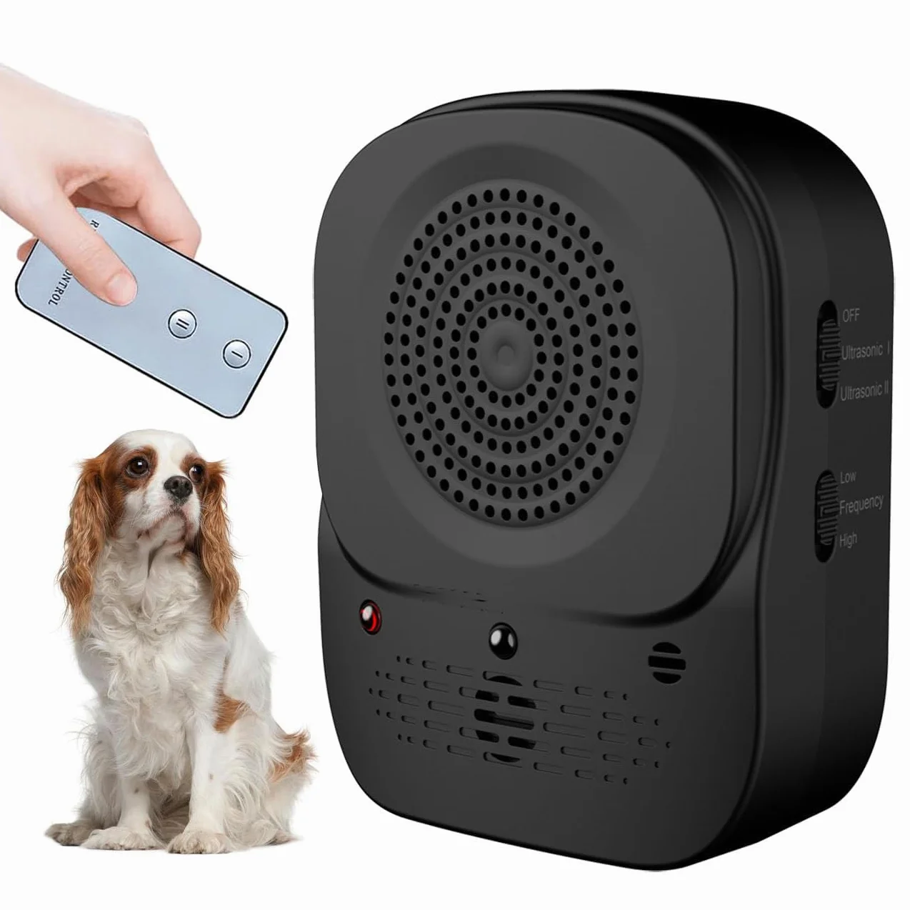 Ultrasuoni Anti-Abbaiamento per Cani, Dispositivo Impermeabile per il Controllo degli Abbaiati con Telecomando Portata 15m, 4 Modalità Regolabili - Soluzione Efficace per Uso Interno ed Esterno