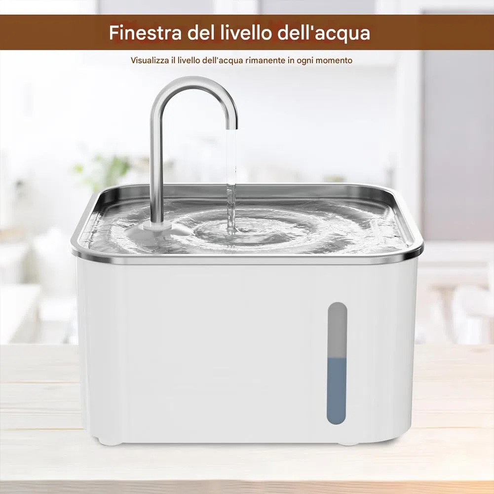 BAKAJI Dispenser Erogatore d'Acqua da 3.5 Litri Intelligente con Sensore per Animali Domestici, Distributore Automatico Fontanella Acqua per Cani e Gatti con 2 Modalità e Autonomia Prolungata