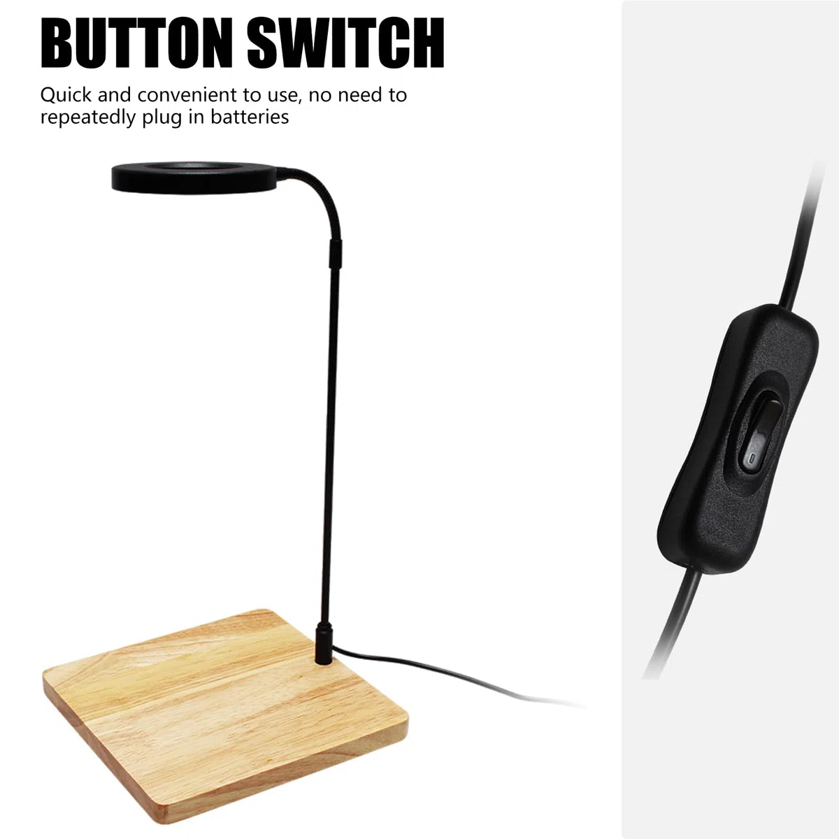 Luce rotante a LED per acquari con supporto in legno per acquari e terrari per piante in vaso Fornitura di illuminazione paesaggistica Lampada per acquari