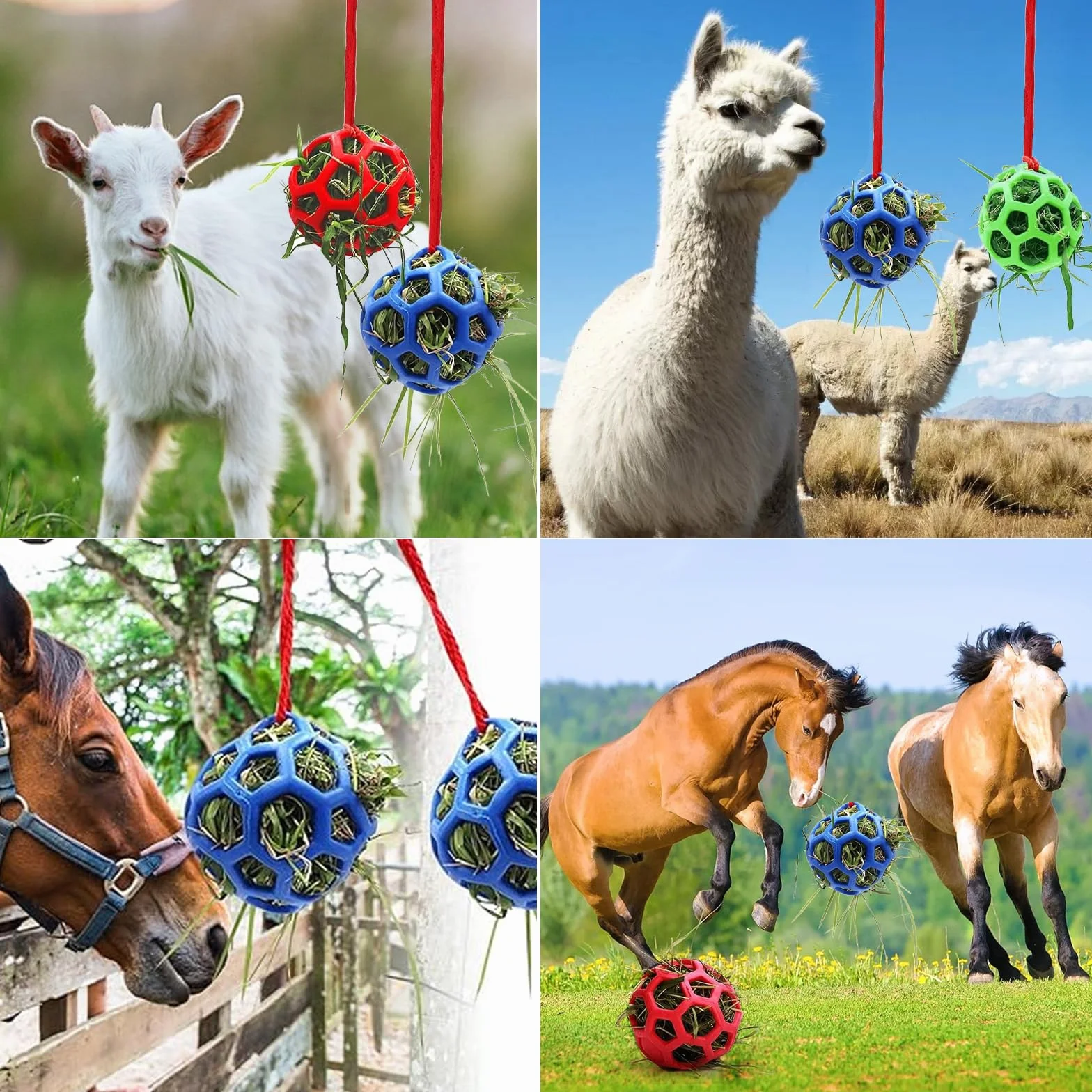 3 Pezzi Palla da Fieno, Giocattolo da Appendere per Cavalli, Palline per Cavalli Multiuso Adatto per Erbivori Come Bovini, e Pecore, Aiuta ad Alleviare lo Stress