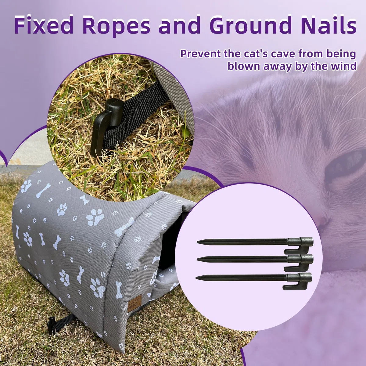 Casetta per Gatti per Esterni Cuccia per Animali Domestici da Esterno Resistente Alle Intemperie Tenda con Cuscino Rimovibile per Cani e Gatti 42x31x28cm