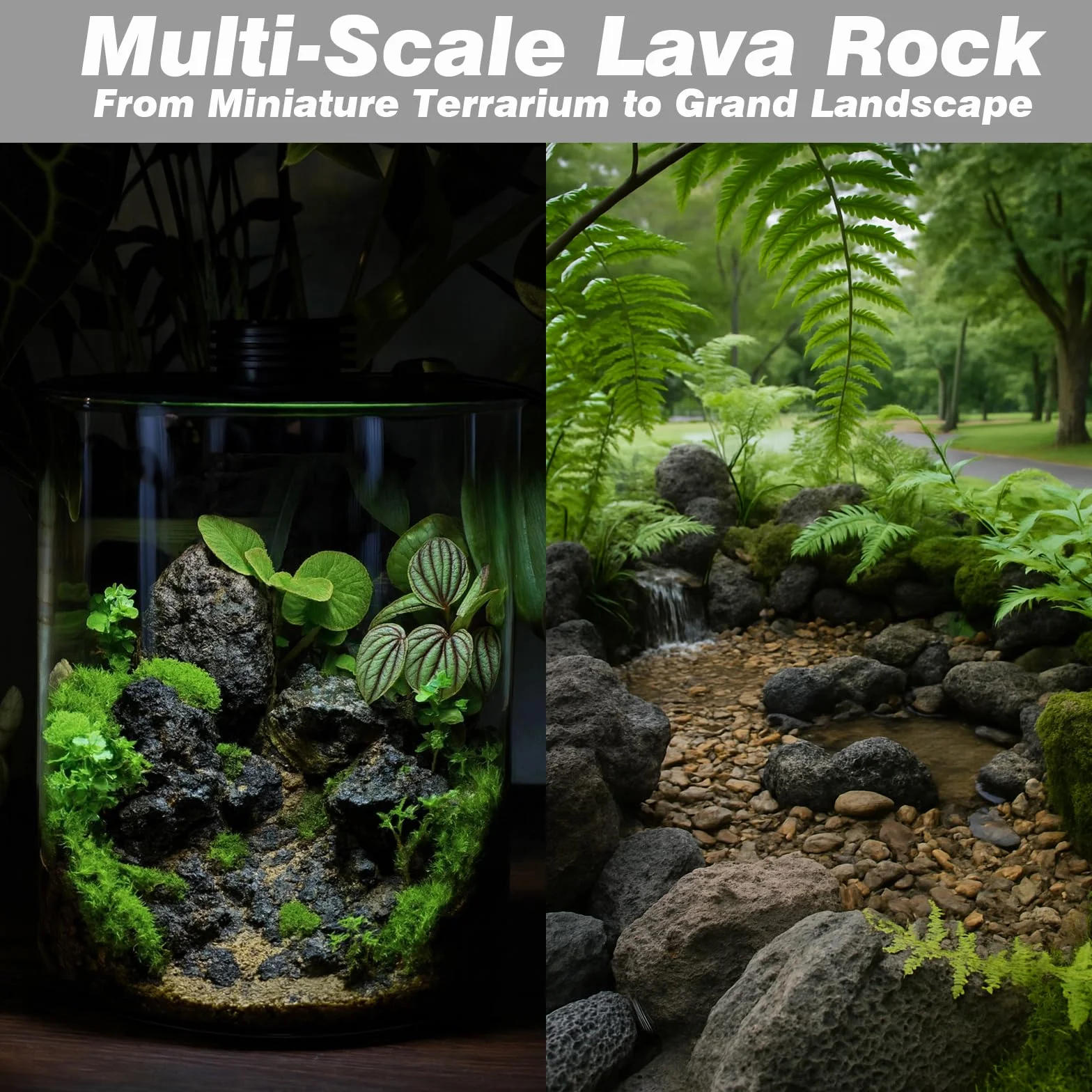 Rocce di Lava vulcanica Nera per Acquario, braciere, Bonsai e Piante grasse, Decorazione Giardino e Paesaggio, 2,25 kg (3 Pezzi 10–15 cm)