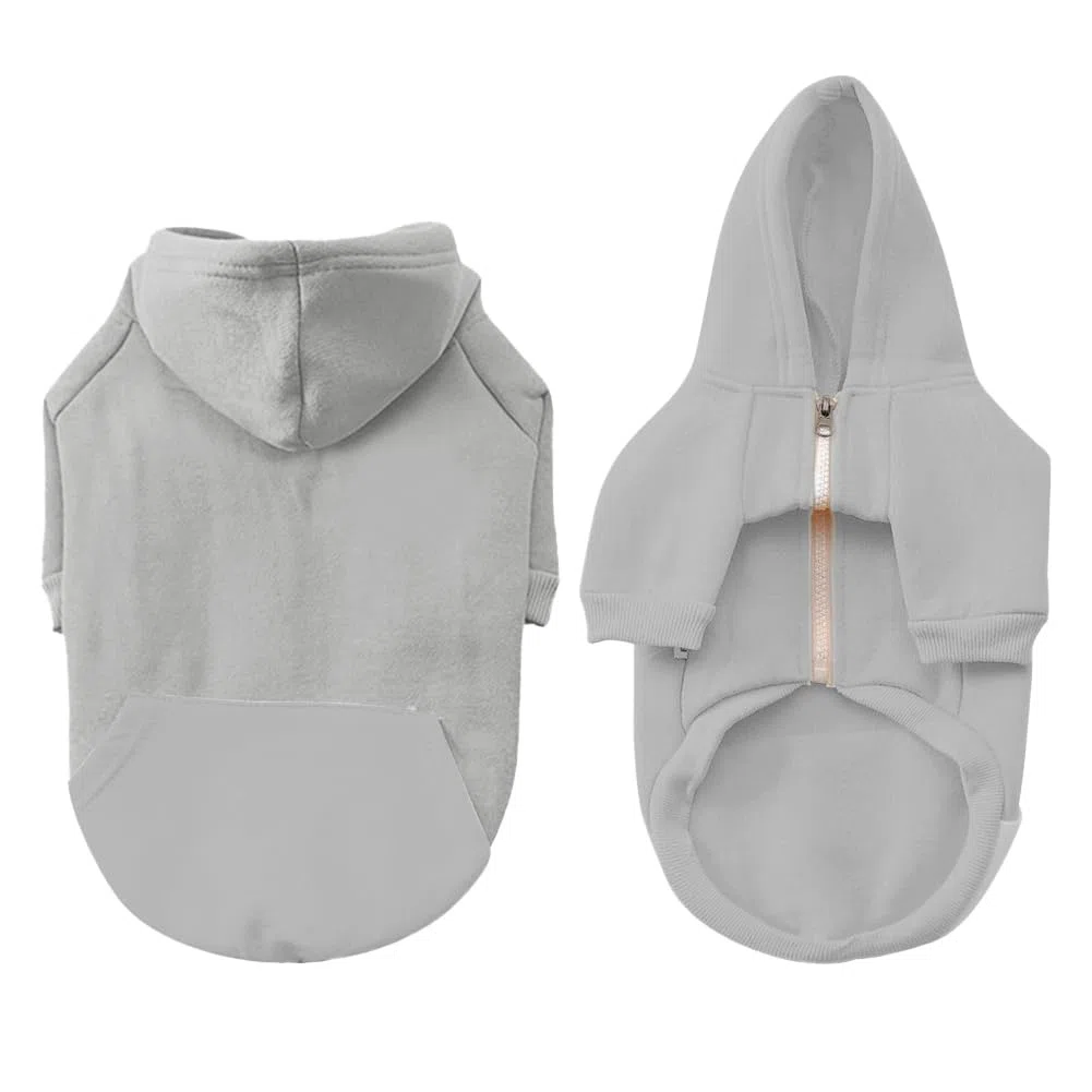 meioro Felpe con Cappuccio per Cani Vestiti caldi per Animali Domestici Abbigliamento Sportivo per Cani e Gatti con Cappello e Cerniera (XXL, Grigio)