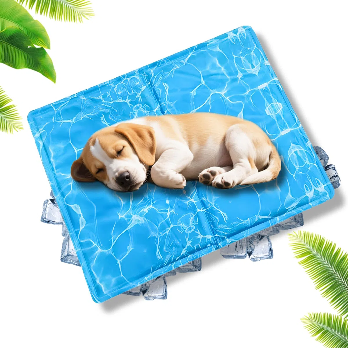 Tappetino Refrigerante Cane 47 cm, Tappetino Refrigerante Cane o Gatti Rotondo in Gel Atossico per Piccoli Animali, Tappetini Refrigeranti Impermeabile, Auto-Raffreddante (Effetto acqua increspata)