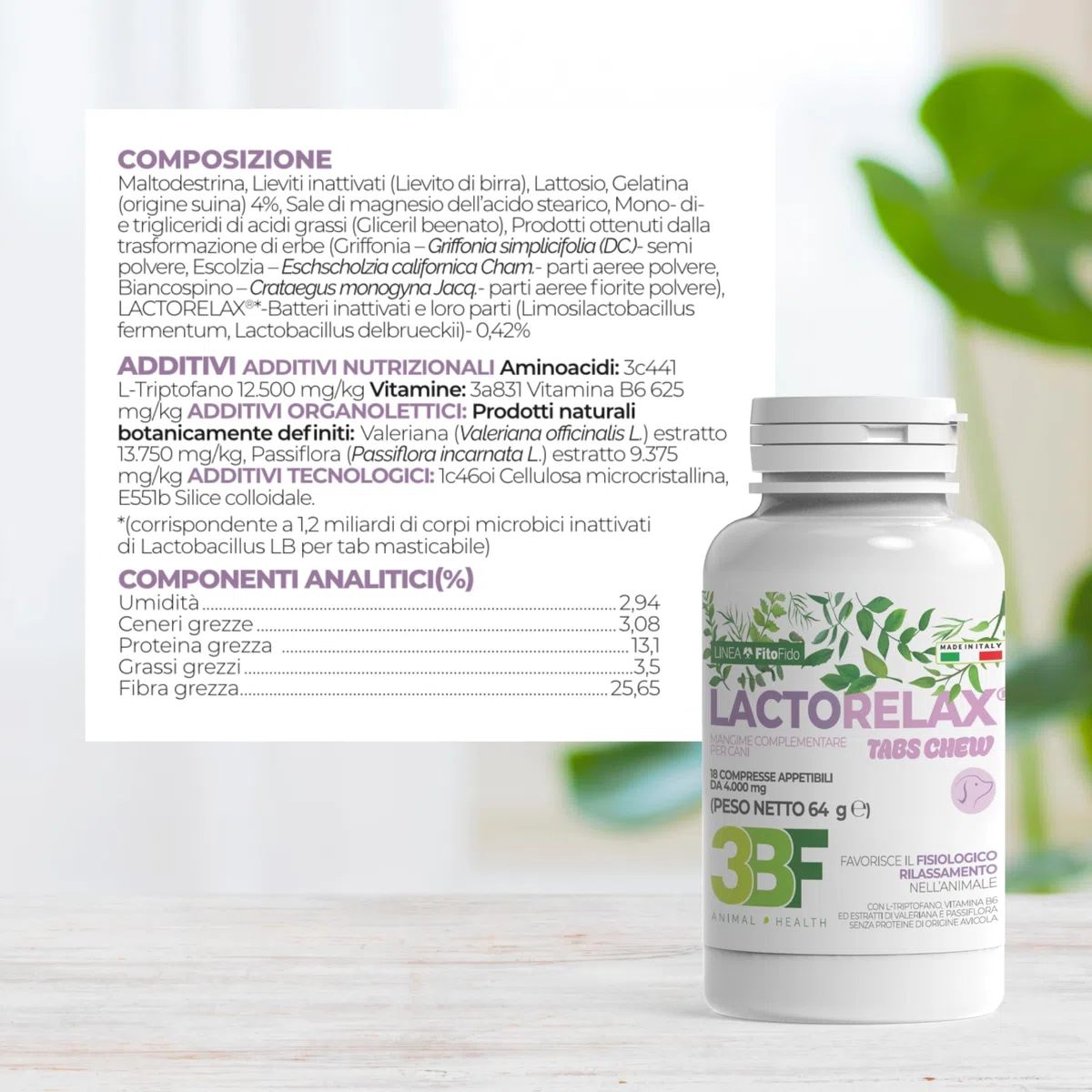Trebifarma Lactorelax Tabs Chew per Cani – Calmante per Ansia, Stress e Agitazione con Triptofano, Valeriana e Passiflora – Rilassamento Naturale Rapido – 18 Compresse Gommose Appetibili