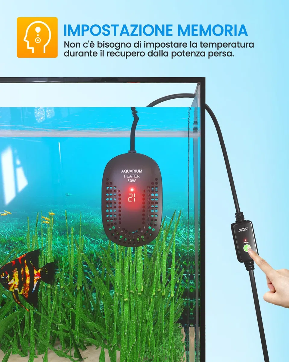 DoRight 50W Riscaldatore Sommergibile per Acquario 50L Riscaldatore Digitale per Acquario con Termometro Display LED Intelligente, Protezione da Sovratemperatura, Termostato per Betta e Turtle