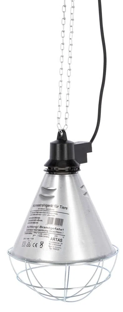 Kerbl - Kit Lampada a Raggi Infrarossi Riscaldante da 250 W + Riflettore Portalampada con Griglia di Protezione, Catena per Il Fissaggio e Cavo da 2.5m