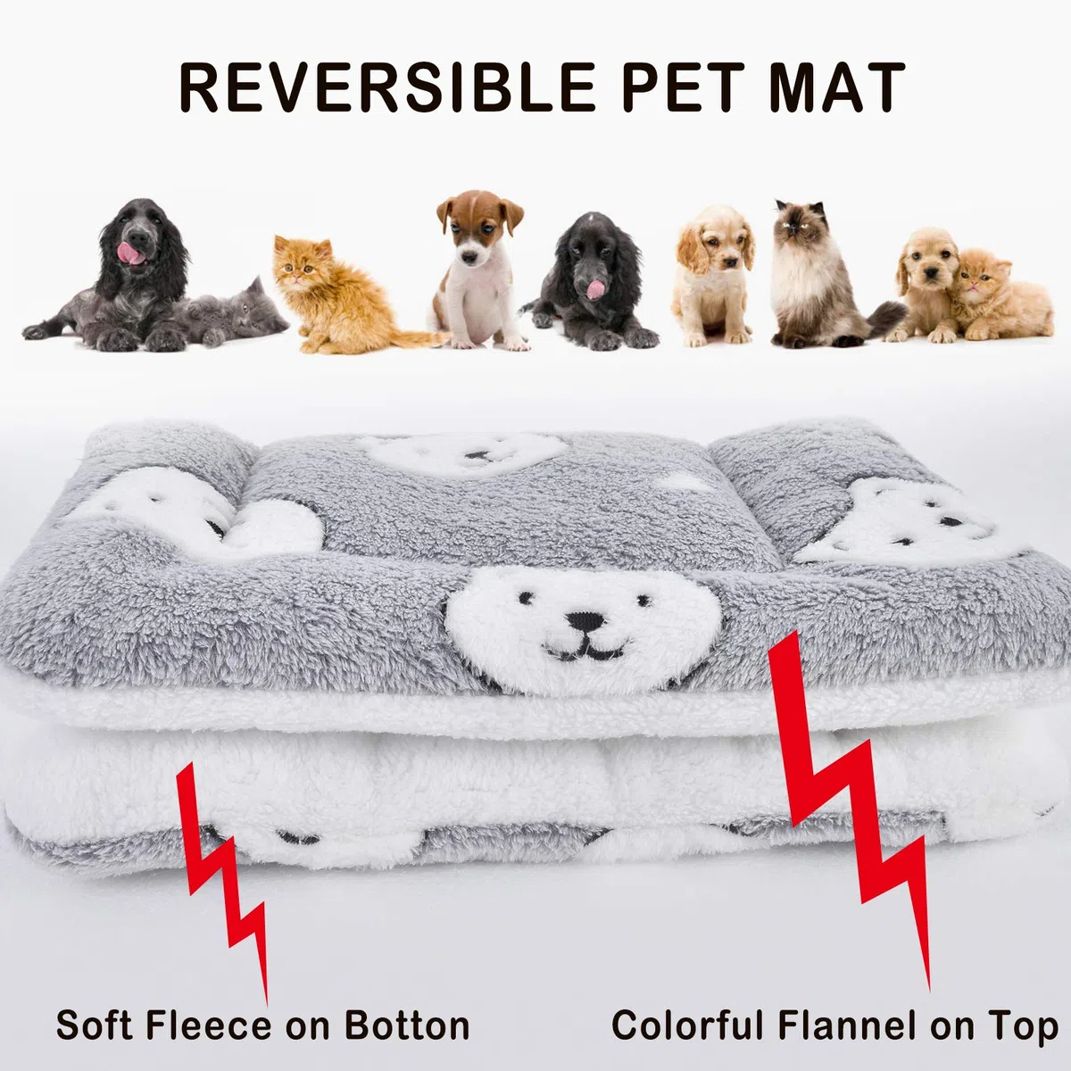 Morbido Cuscino Coperta Calda Coperta Cucciolo di Cane Gatto Letto Caldo e Morbido,Letto di Cane/Gatto XZ006 (79 * 60 CM, Grey Bear)