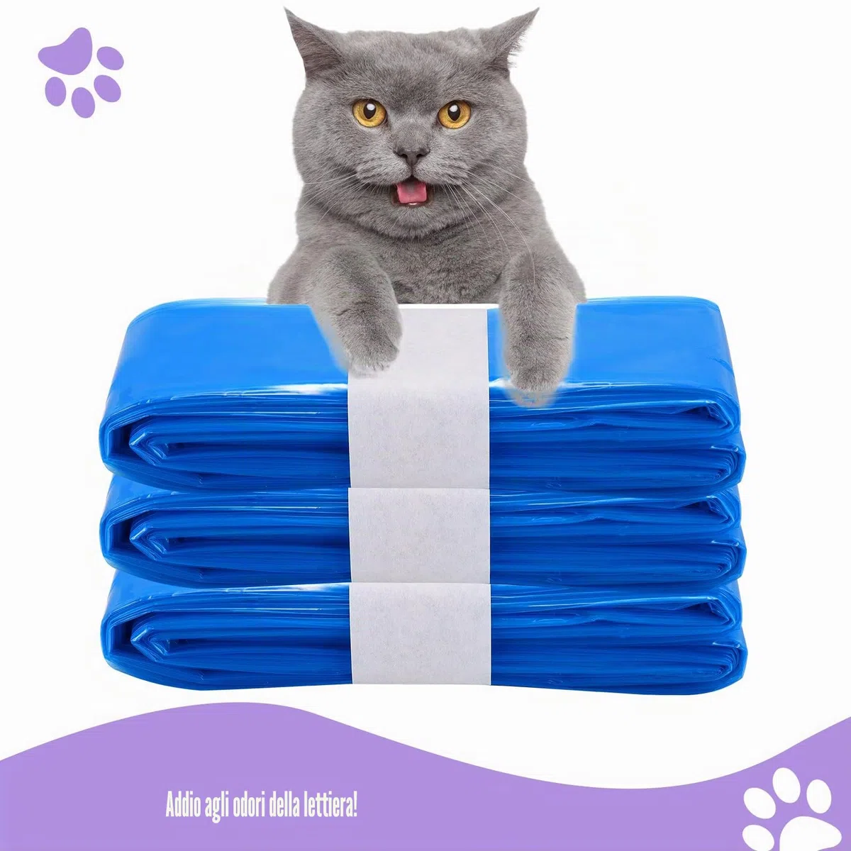 Sacchetti di ricarica per lettiera per gatti, confezione da 10 ricariche per lettiera per gatti compatibili con la ricarica della lettiera Genie (cartuccia non inclusa) (blu, 4,5 m)