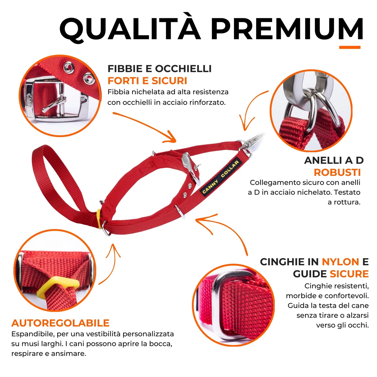 Canny Collar – Collare a Cavezza Addestramento Cane | Collare Anti‑Tiro Gentile e Sicuro | Camminate Piacevoli Senza Stress – Nero, Taglia 4