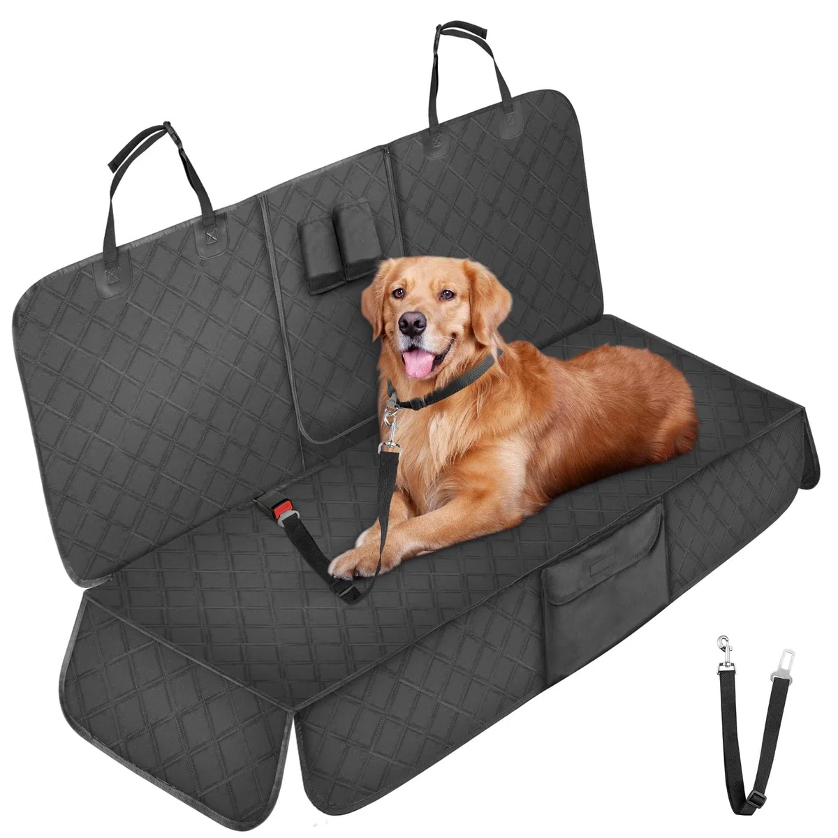 EYPINS Coprisedile Posteriore Auto per Cani 137x122 cm,Telo Macchina per Cani,Impermeabile e Antiscivolo,Copertura Sedili Universali,Nero