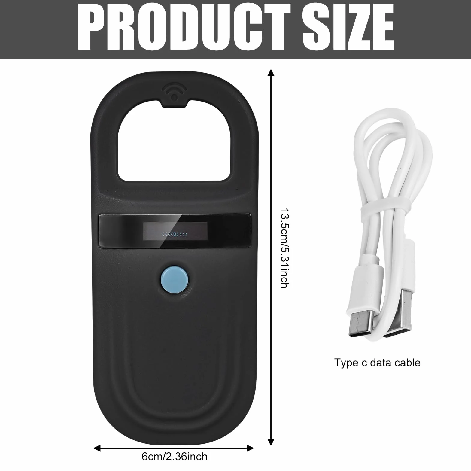 Lettore ID per animali domestici, lettore di chip per animali, lettore di microchip per cani/gatti, scansione microchip scanner, scanner per animali domestici, nero