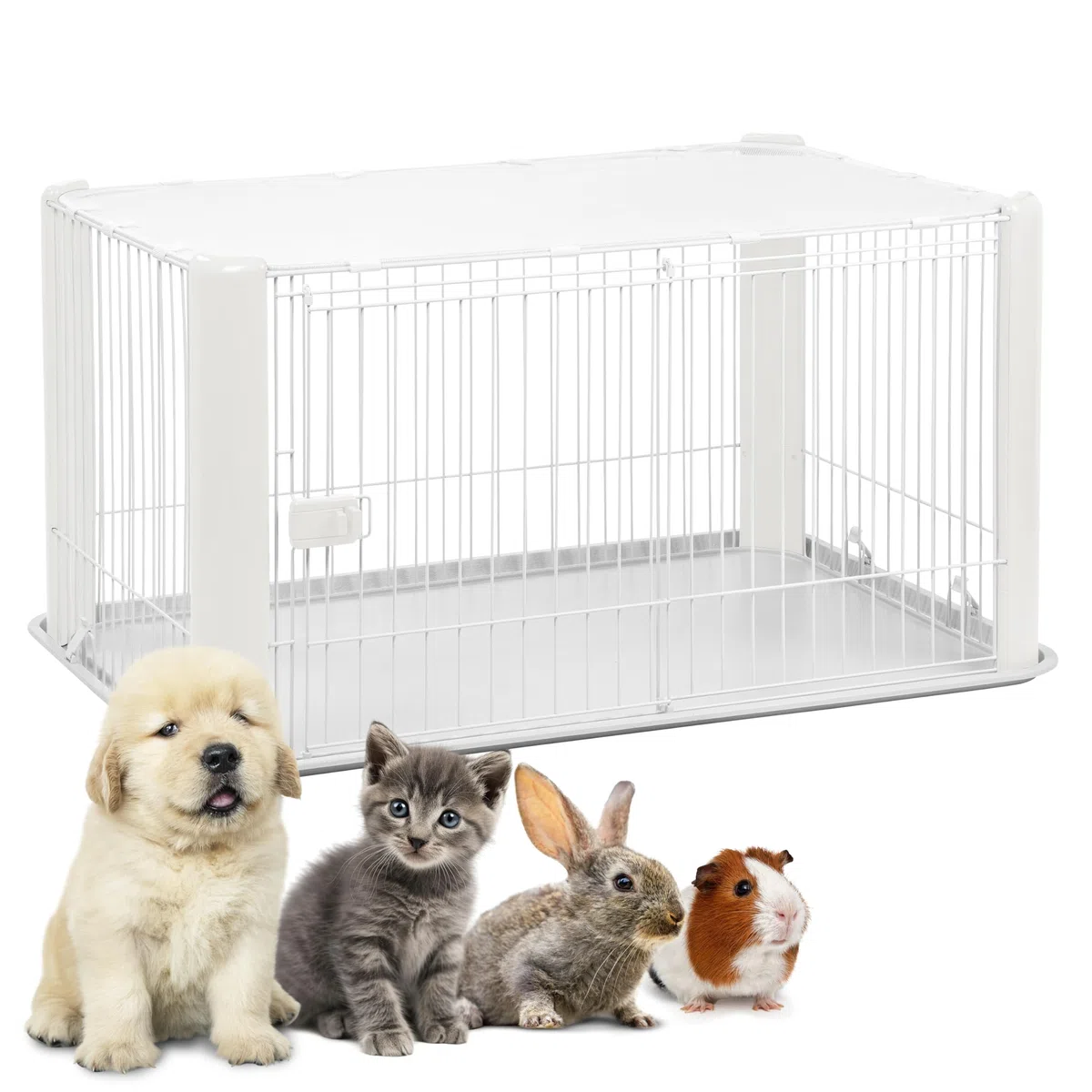Iris Ohyama, Box, Cassa per cani, Coniglio, Porta scorrevole, L113 x P78,8 x H60 cm, CLS-1130, Bianco
