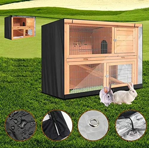 Copertura per conigliera traspirante per conigli, grande, copertura impermeabile antivento per gabbie per animali domestici, per gatti, conigli, cani, colore nero, 122 x 50 x 105 cm