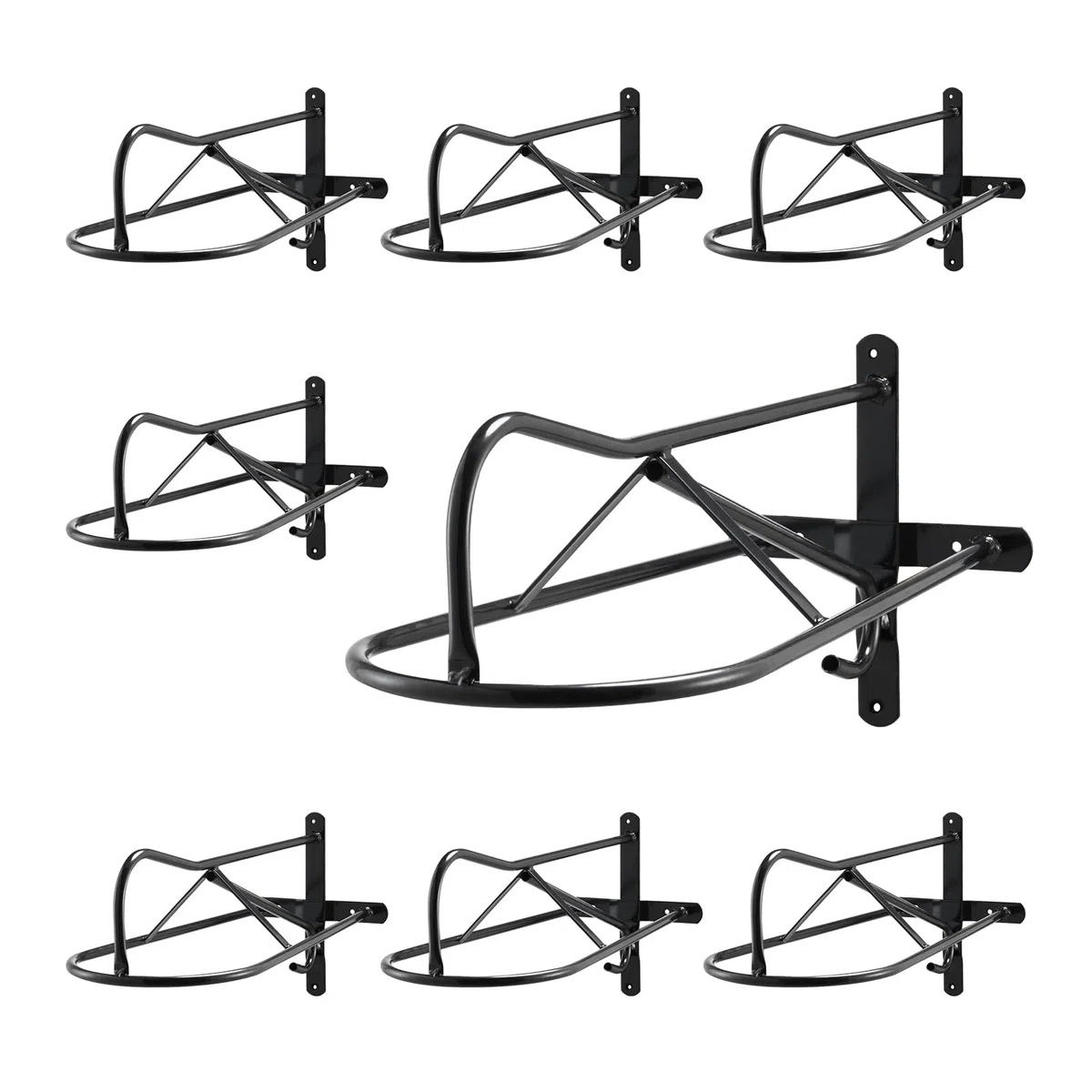 VEVOR Portasella a Parete 580 x 223 x 270 mm Portasella per Cavalli da 8 Pezzi con Barra Imbottita, Supporto per Sella Portatile per Selle Inglesi Occidentale, Deposito per Finimenti per Cavalli, Nero