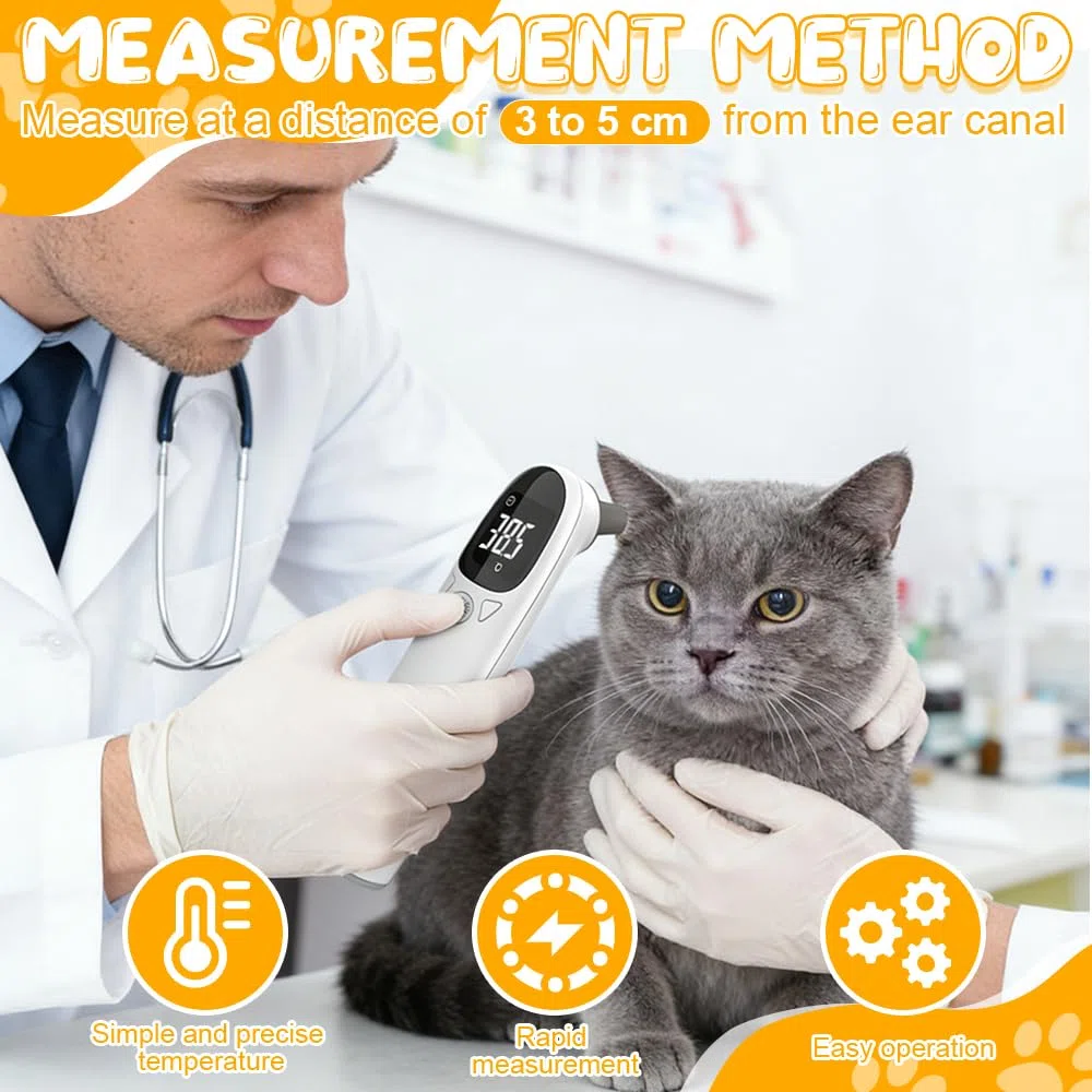 Termometro Auricolare per Cani, SGZIOO Termometro per La Febbre per Cani e Gatti Con Display LED, Termometro per La Febbre per Cavalli, Termometro per Canis, Gatti, Mucche, Cavalli e Animali