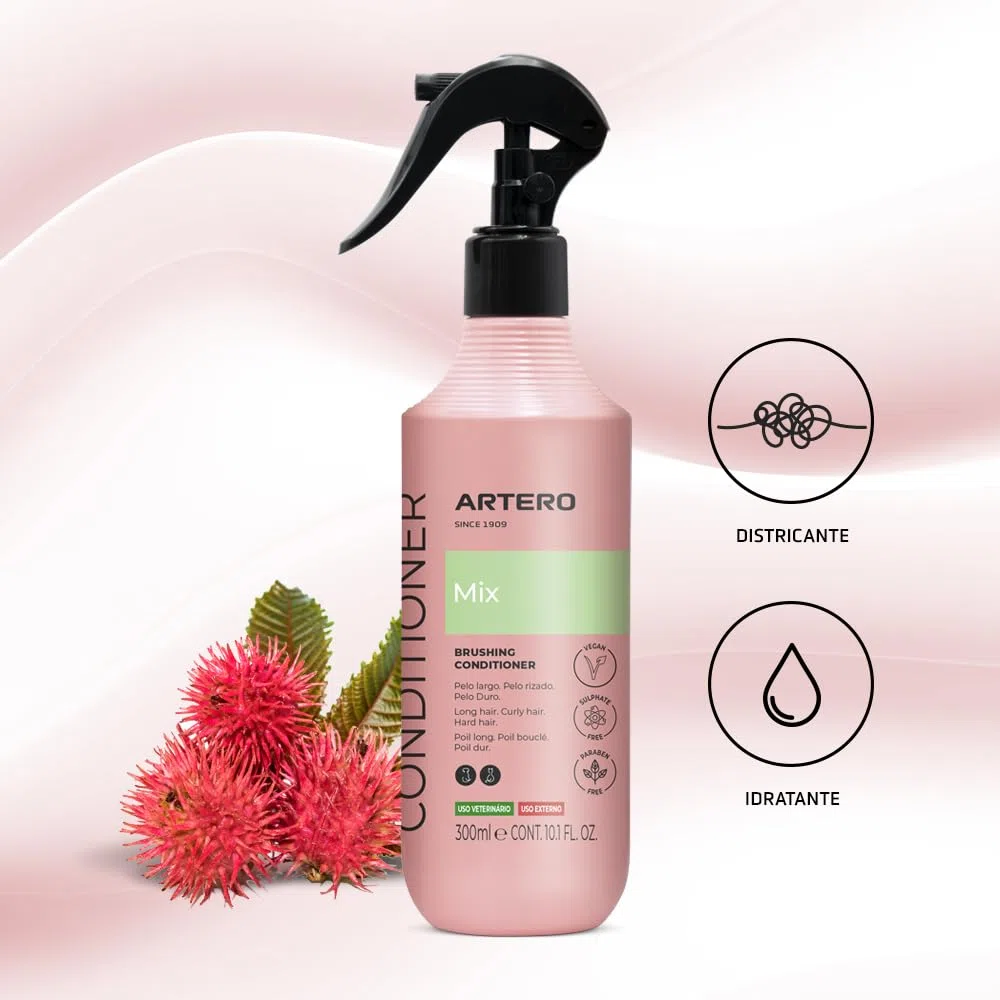 Artero Mix Conditioner senza risciacquo per cani e gatti, districante idratante e lucidante, spray anti-statico per pelo secco o annodato, cura professionale del mantello, 300 ml