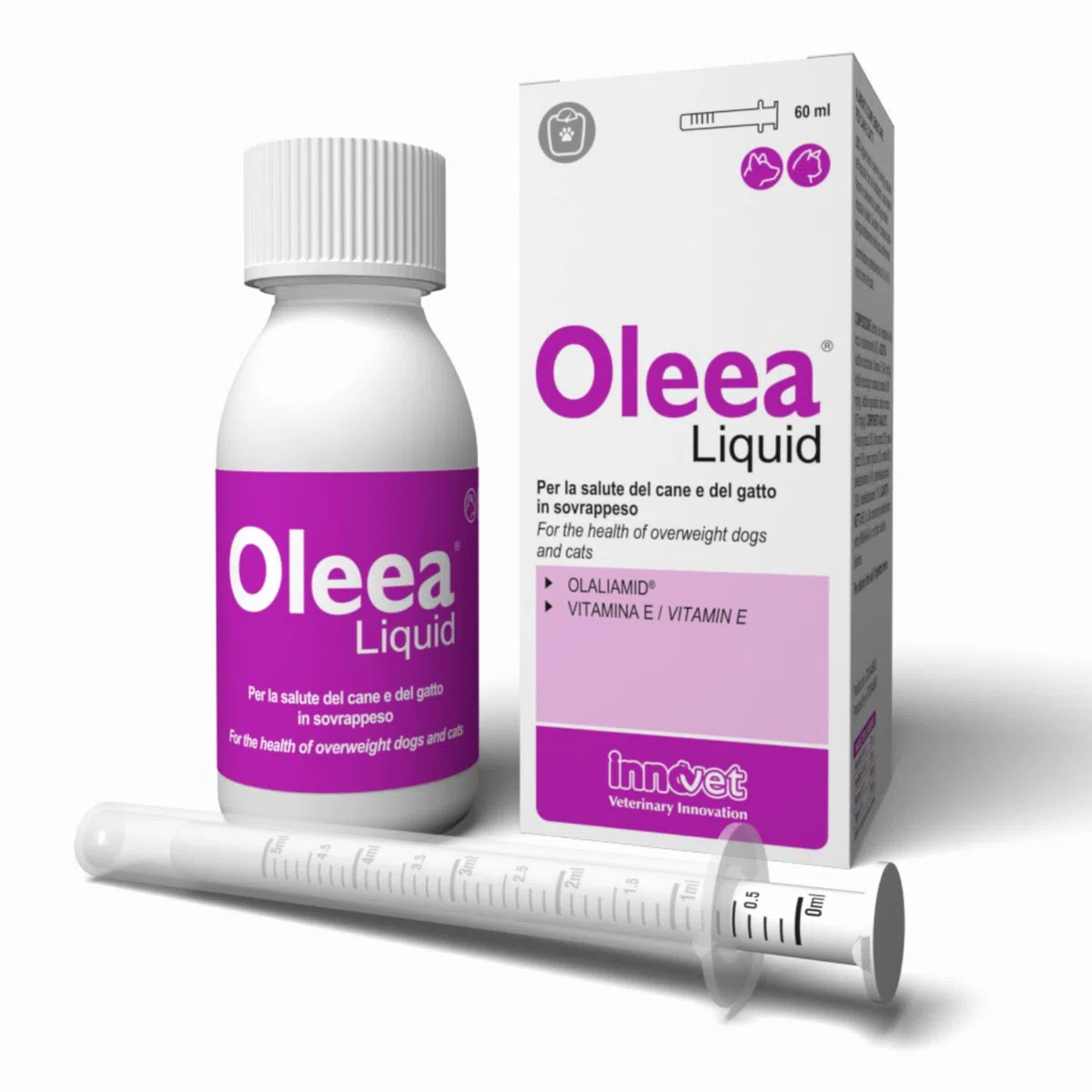 Oleea - Formulazione Liquida, 60 ml - per la Salute del Cane e del Gatto in Sovrappeso o Obeso - Protegge dai Danni Legati all'Eccesso di Grasso Corporeo
