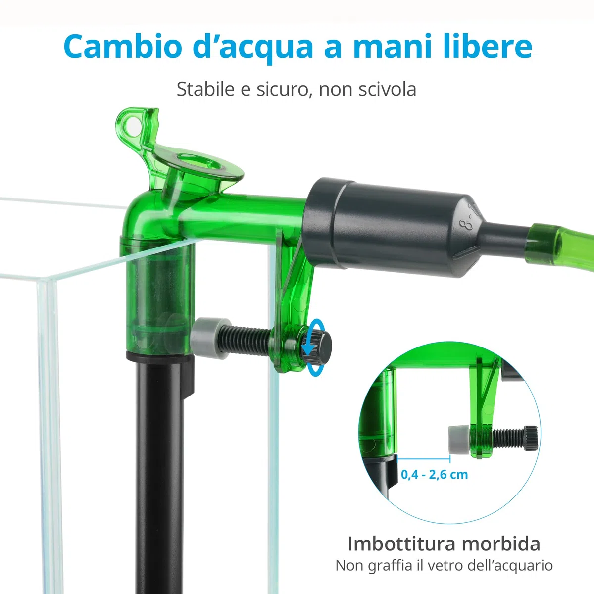 NICREW Sifone Acquario 2 in 1 per Cambio Acqua, Sabbia per Pulizia Acquario, Accessorio per Manutenzione